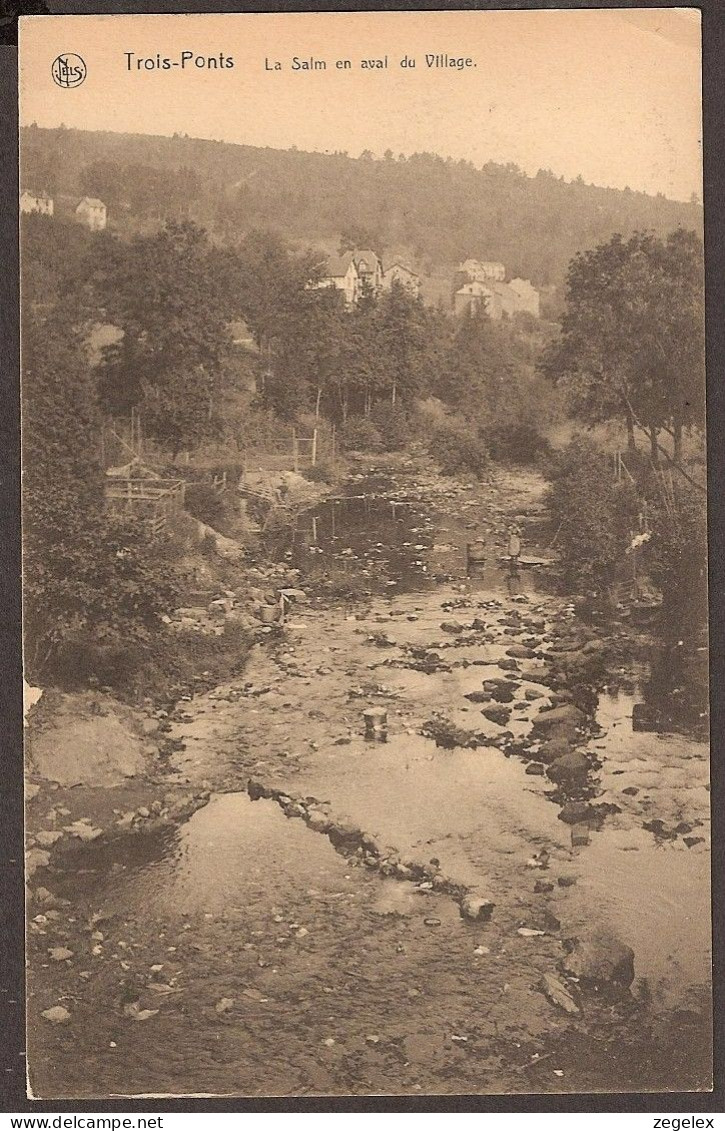 Trois-Ponts  Le Salm En Aval Du Village - Femmes Font La Lessive Dans La Rivière. Women Doing The Laundry In The River. - Trois-Ponts