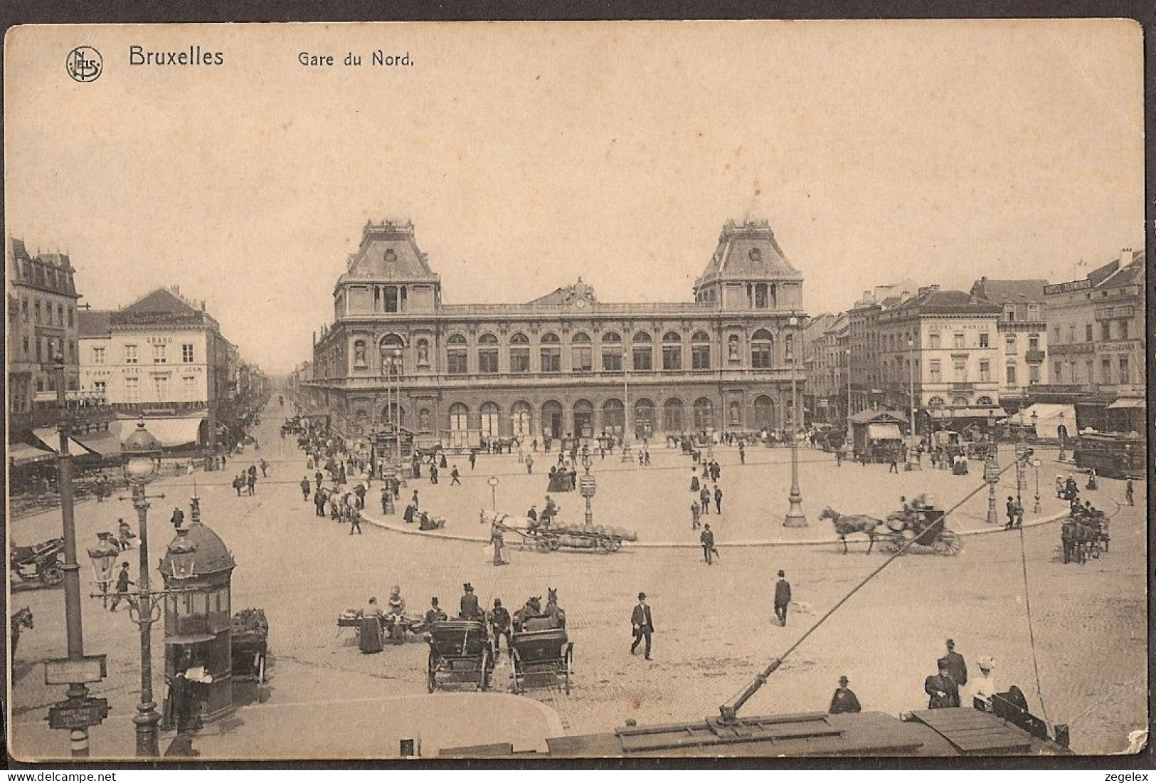 Bruxelles - Gare Du Nord 1910-1920? - Chariots - Charrette à Cheval - Tramway, Strassenbahn, Trams - Chemins De Fer, Gares