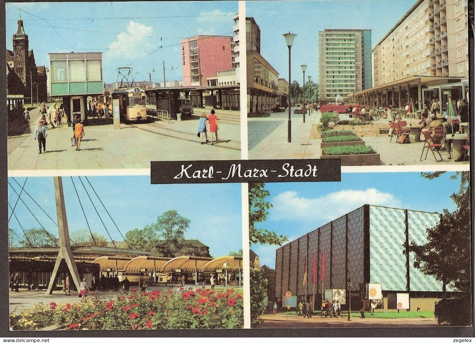 Karl-Marx-Stadt - Zentralhaltestelle - Rosenhof - Omnibusbahnhof - Ausstellungshallen Am Schlossteich - Tramway - Chemnitz (Karl-Marx-Stadt 1953-1990)