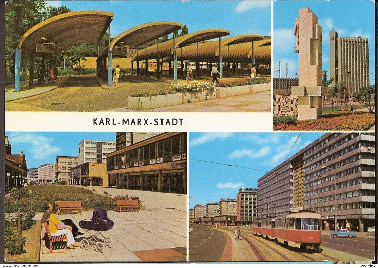 Karl-Marx-Stadt - Karl-Marx Allee, Am Rosenhof, Strasse Der Nationen - Tramway, Tram, Strassenbahn - Chemnitz (Karl-Marx-Stadt 1953-1990)
