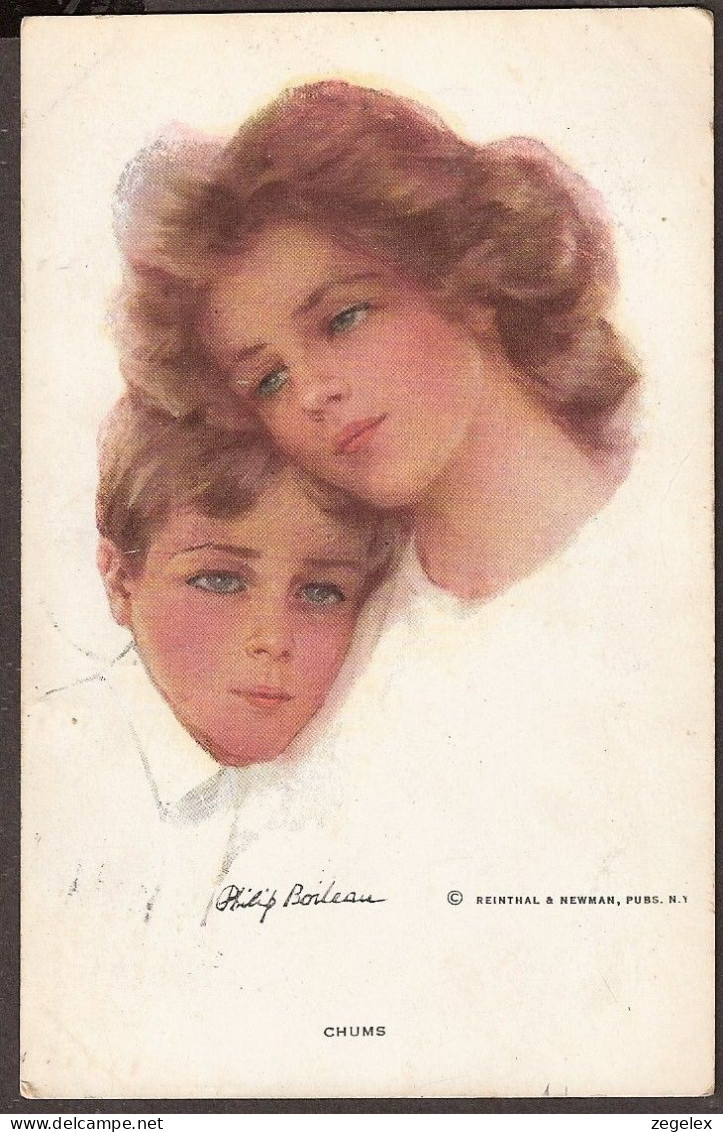 Chums'  By Philip Boileau -  (Copains) Belle Mère Avec Son Fils - Vintage 1915 - Boileau, Philip