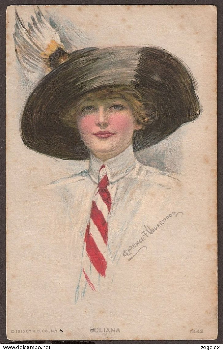 Artiste-CPA Clarence F. Underwood. 1917. Très Jolie Femme En Chapeau.  - Underwood, Clarence F.