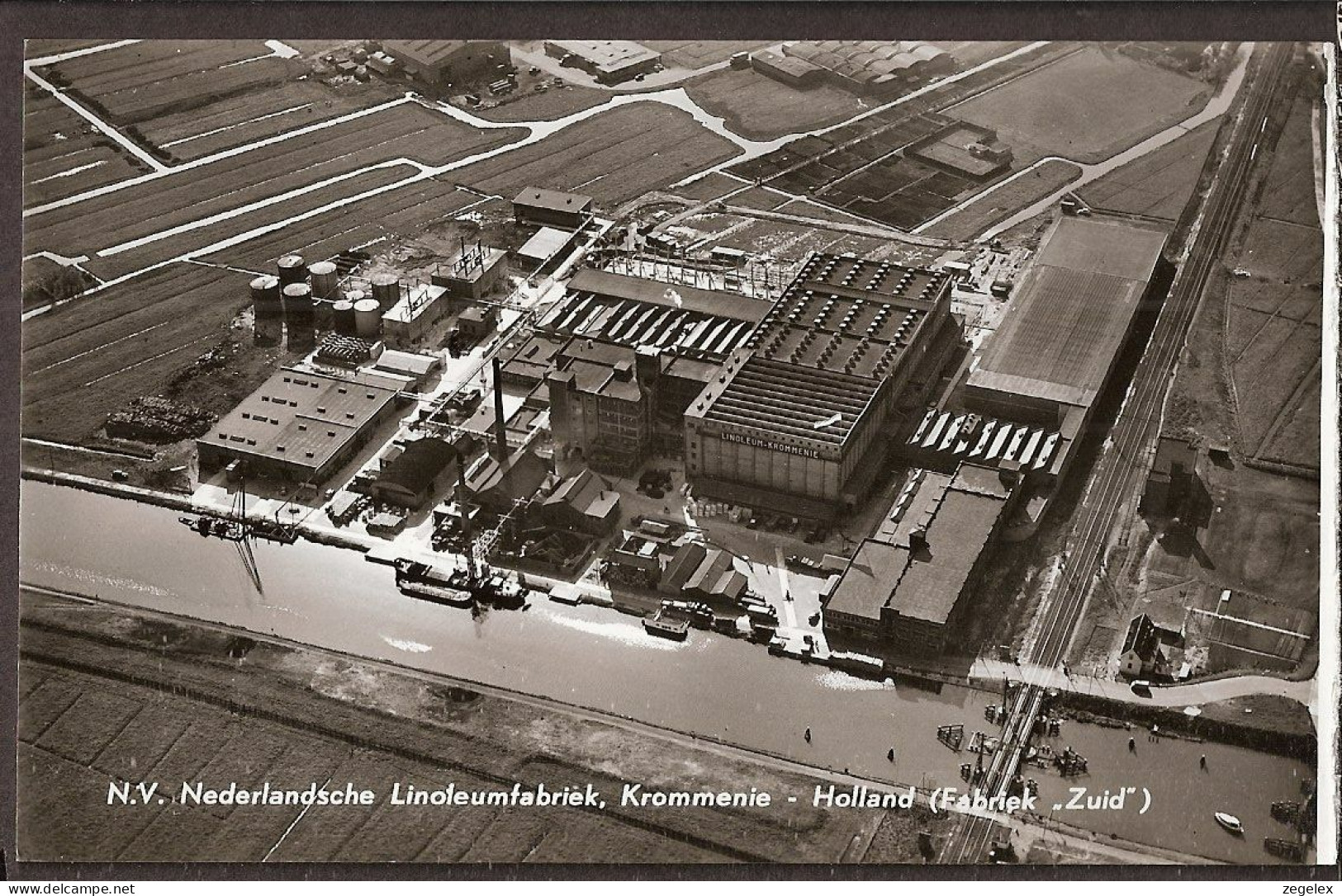 Krommenie - Nederlandsche Linoleumfabriek  - Fabriek 'Zuid'. Spoorbrug, Railroad Bridge - Krommenie