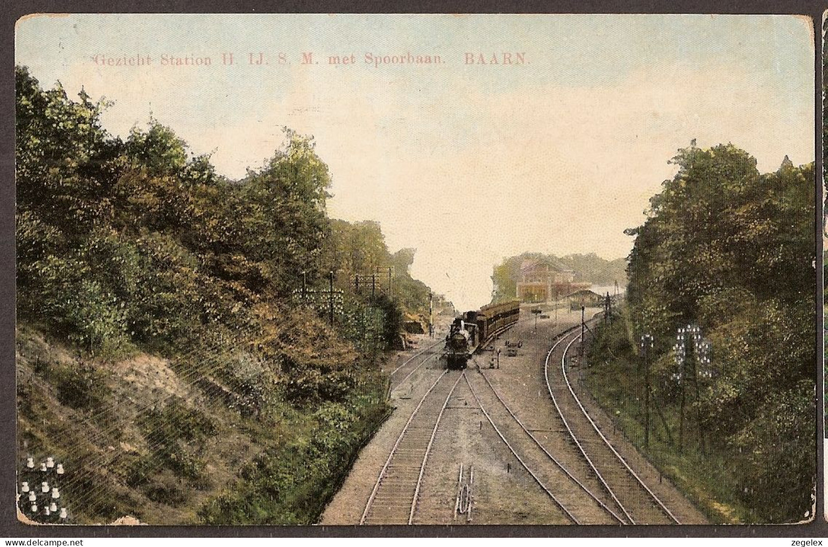 Baarn - Gezicht Station  H.IJ.S.M. Met Spoorbaan En Stoomtrein. Gelopen 1910 - Railroad, Zug, Train, Chemin De Fer. - Baarn