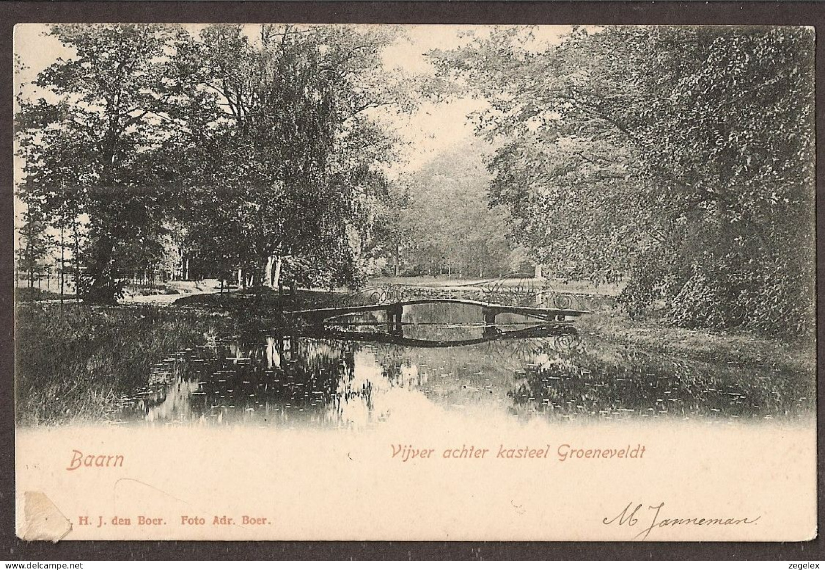 Baarn - Vijver Achter Kasteel Groeneveld - Gelopen Rond 1905 - Baarn