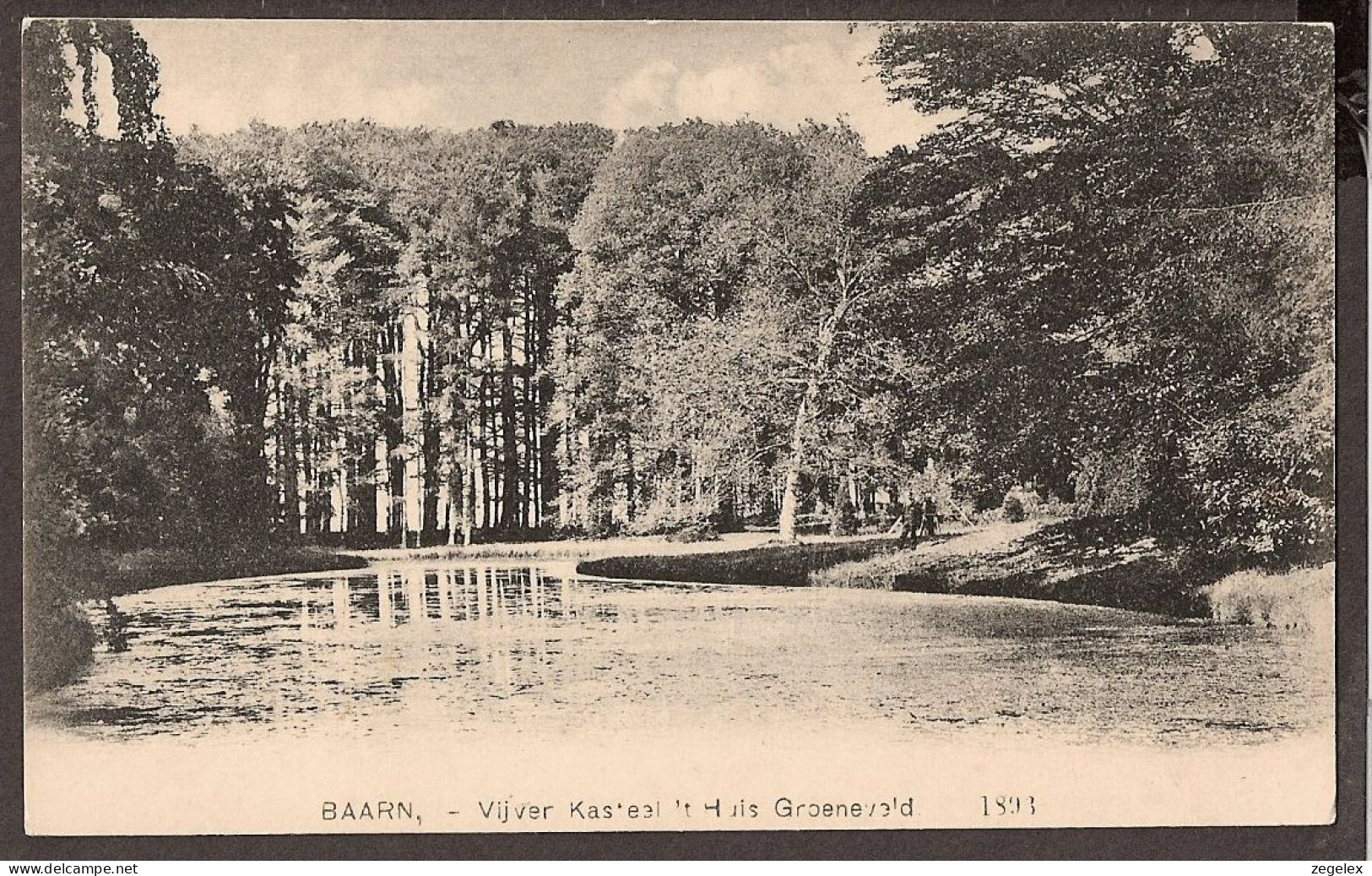 Baarn - Vijver Kasteel 't Huis Groeneveld Met Wandelaars Op De Rechter Oever - Baarn