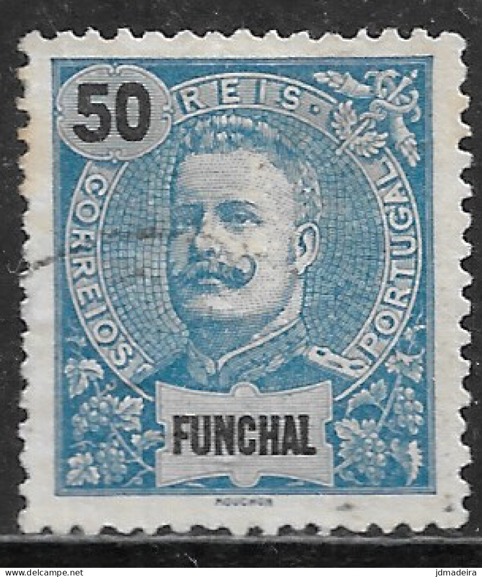 Funchal – 1897 King Carlos 50 Réis Used Stamp Scarce Variety - Funchal