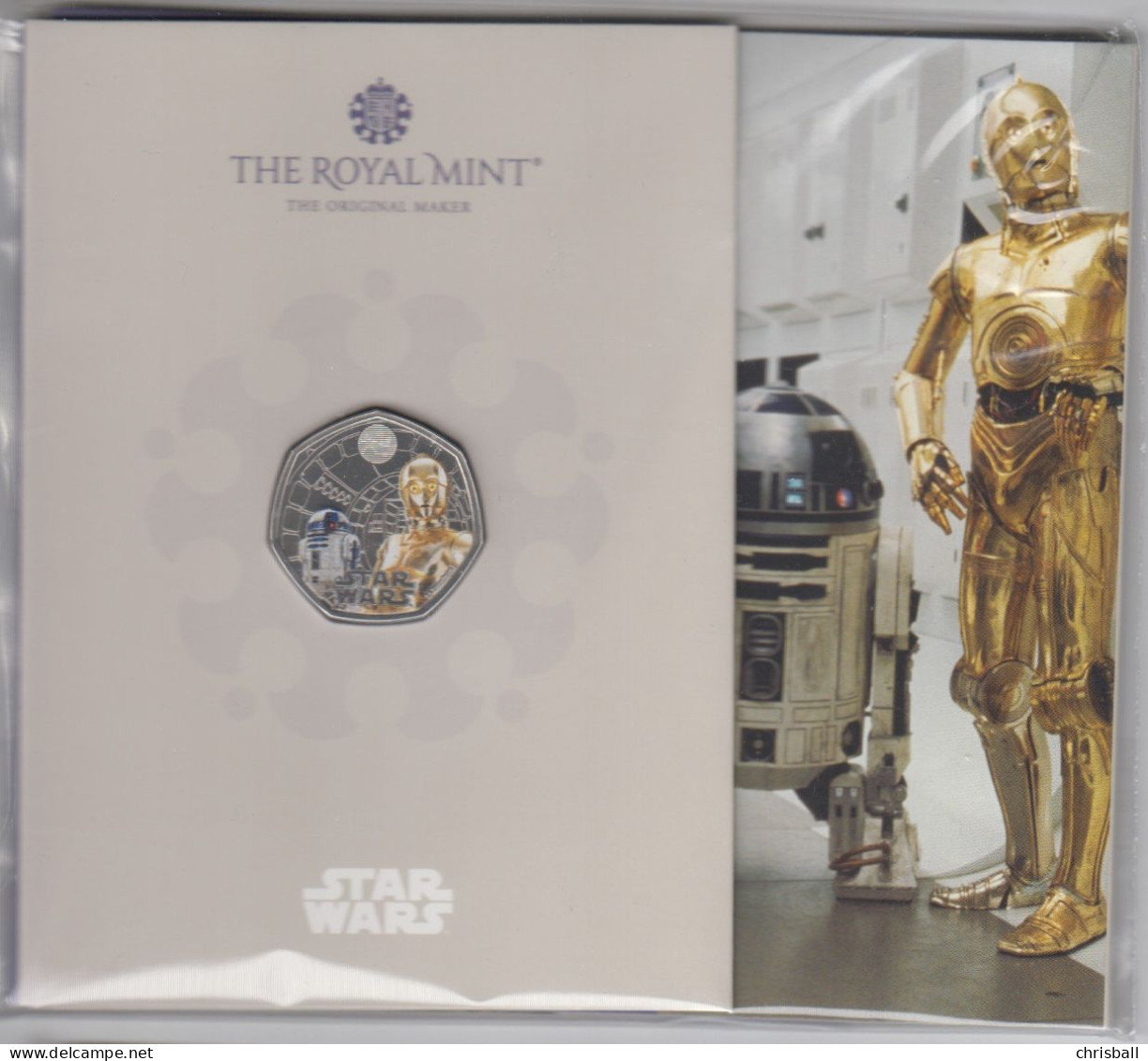 Great Britain UK 2023 50p Coin, Star Wars R2-D2 Coloured Bunc Coin - 50 Pence