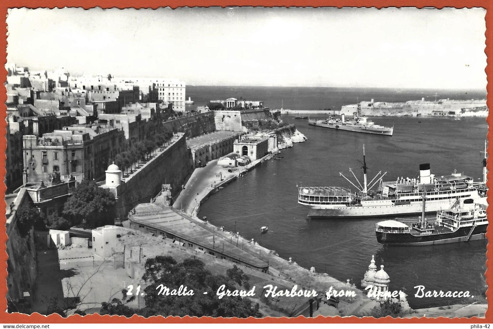 Malte - La Valette : Grand Port Depuis Upper Barracca - Carte écrite 1959 BE - Malte