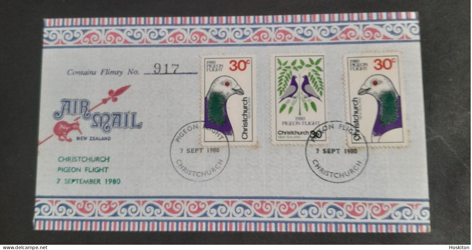 1980 Christchurch Pigeon Flight With Flimsy - Brieven En Documenten