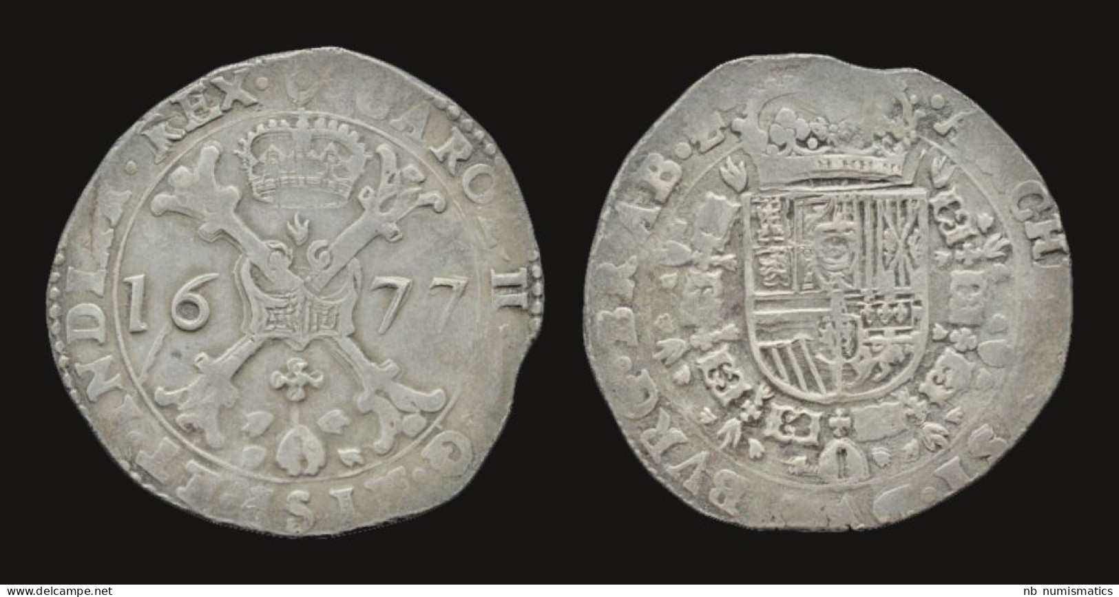 Southern Netherlands Brabant Karel II Patagon 1677 - 1556-1713 Pays-Bas Espagols