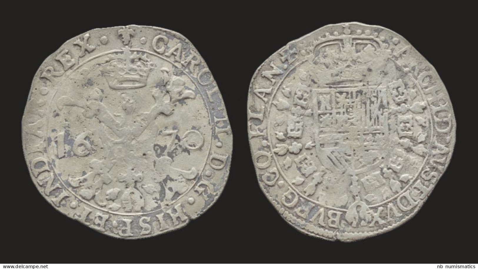 Southern Netherlands Brabant Karel II 1/2 Patagon 1670 - 1556-1713 Spanish Netherlands