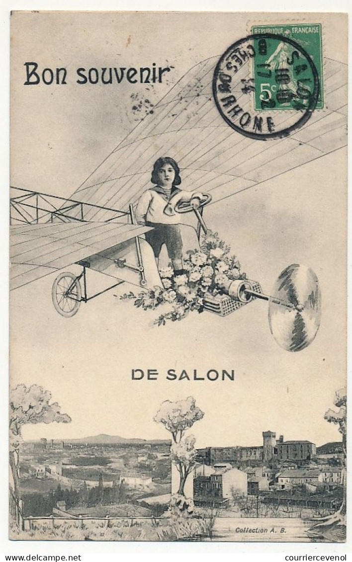 CPA - SALON (B Du R) - Bon Souvenir De Salon (Aéroplane Fantaisie) - Salon De Provence