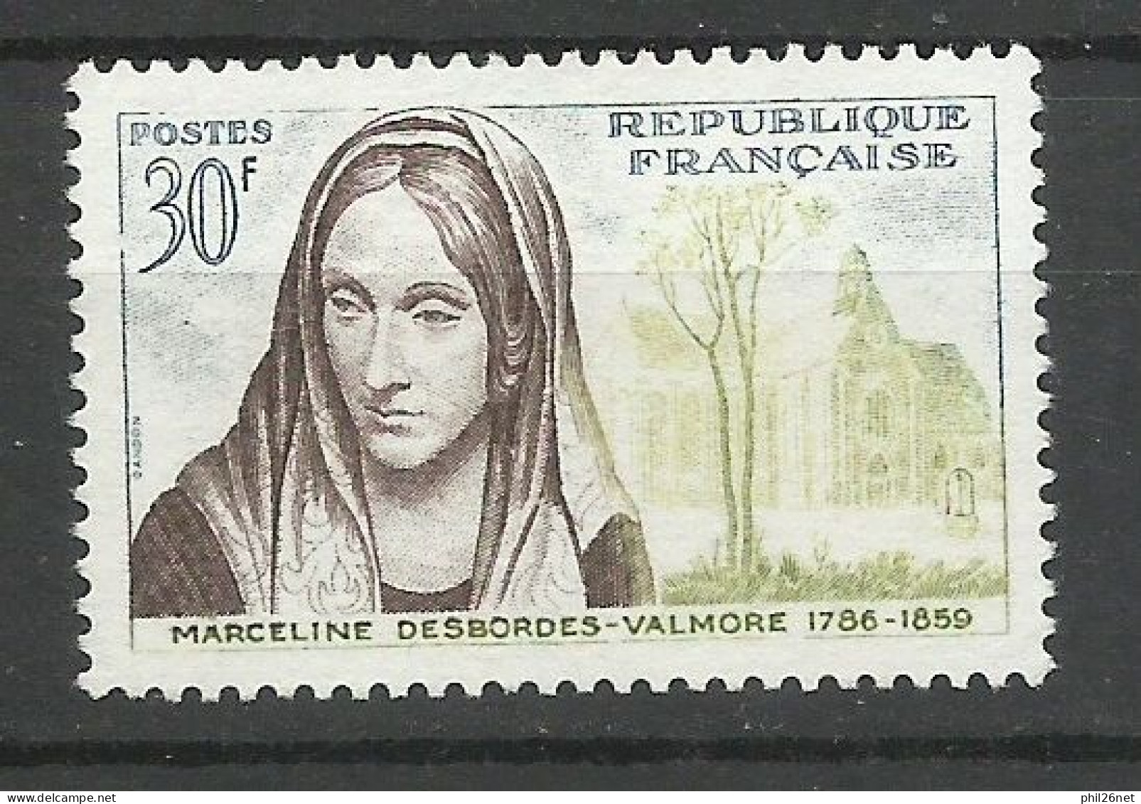 France  N° 1214  Marceline Desbordes Valmore   Jaune Noir Et Bleu    Neuf  ( *)    B/ TB  Voir Scans Soldes ! ! ! - Nuevos