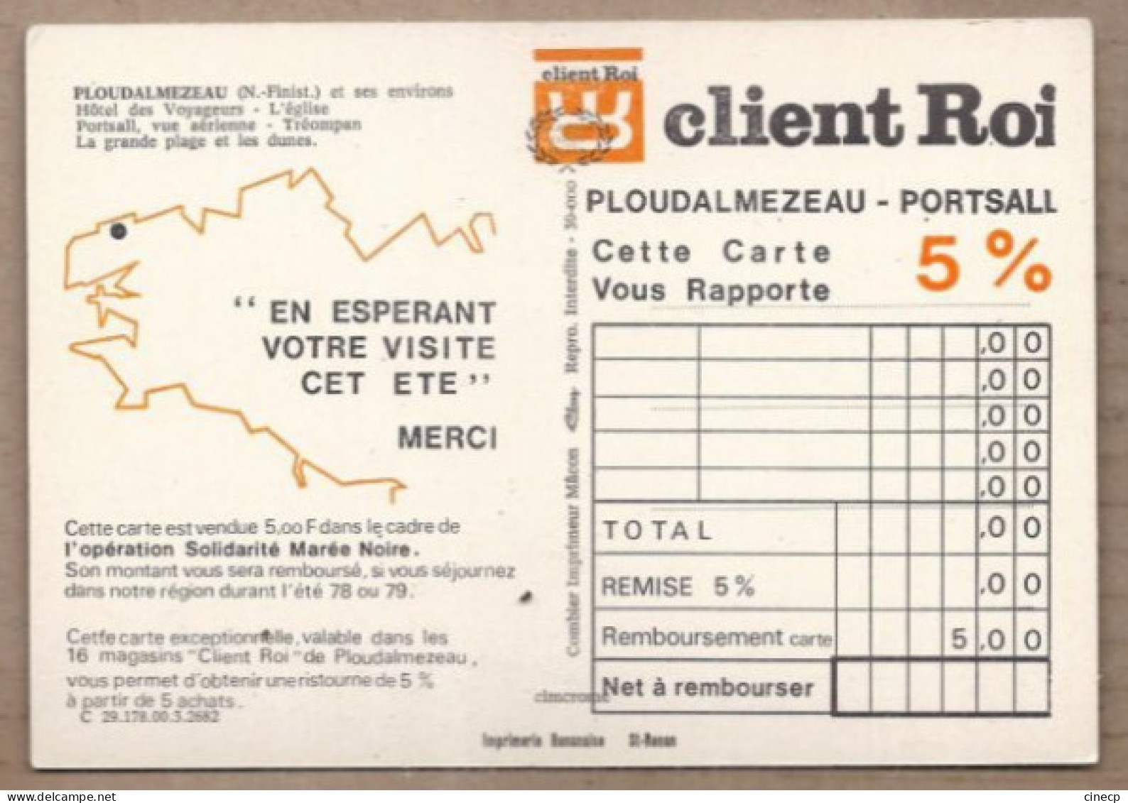 CPSM 29 - PLOUDALMEZEAU - Multivue Dont Hôtel Des Voyageurs Vue Générale ... JEU CLIENT ROI Solidarité Marée Noire 1978 - Ploudalmézeau