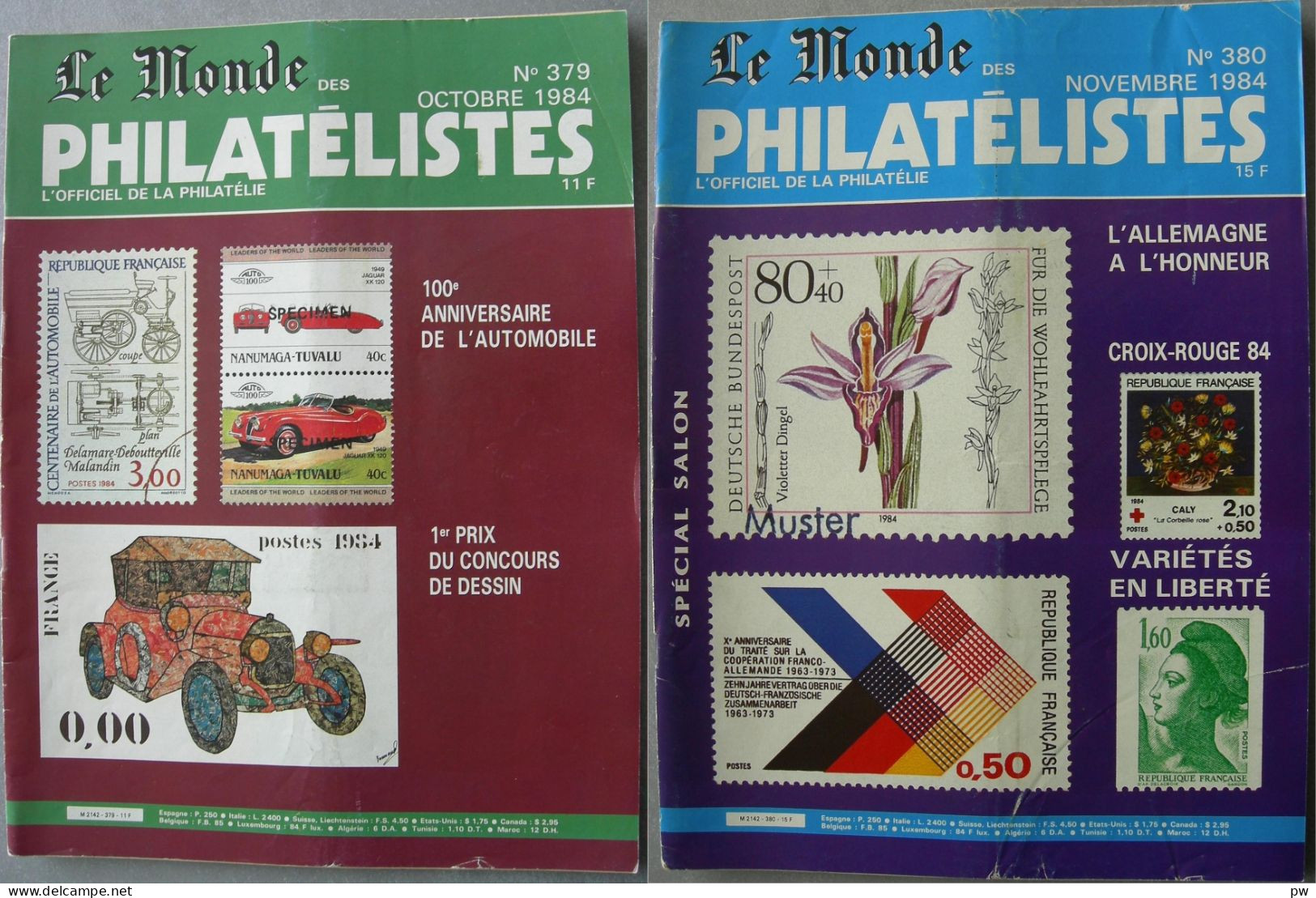 REVUE LE MONDE DES PHILATELISTES Année 1984 (n° 379 Et 380). - Französisch (ab 1941)