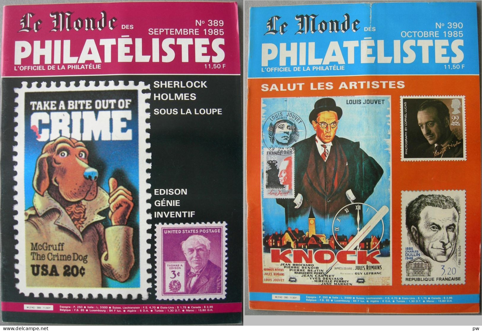 REVUE LE MONDE DES PHILATELISTES Année 1985 (n° 389 Et 390). - Französisch (ab 1941)