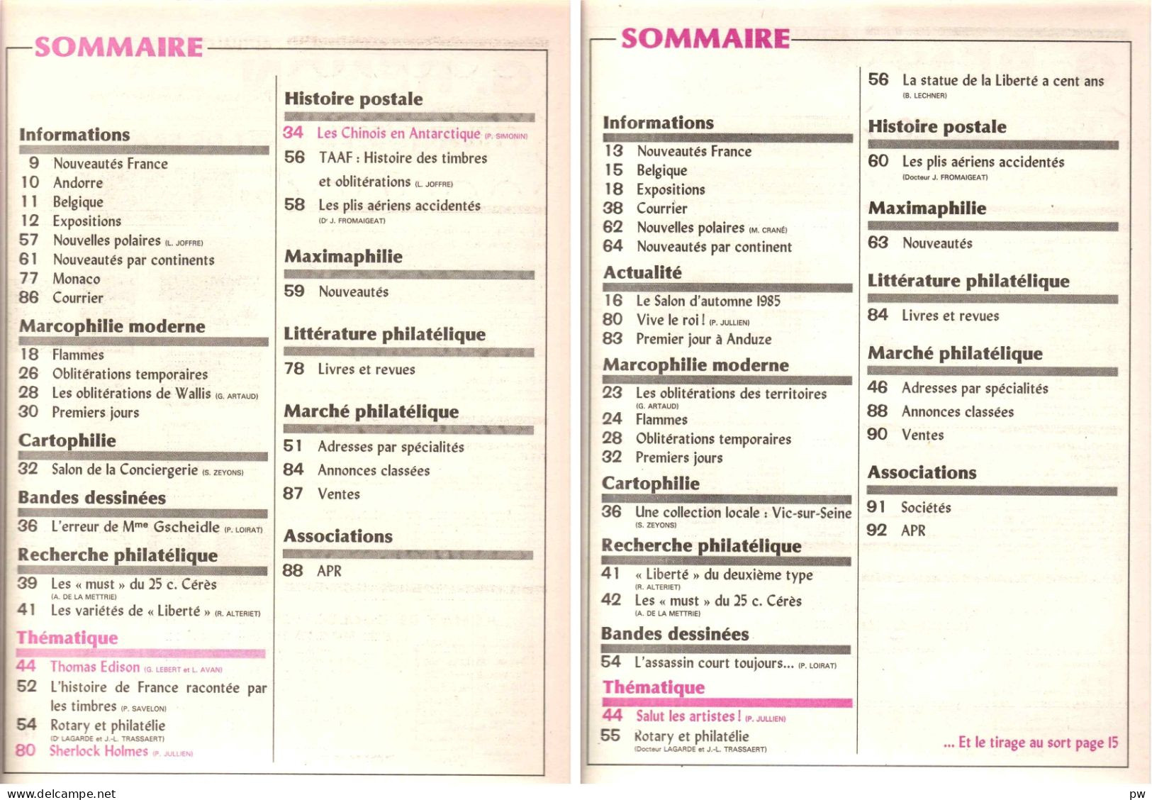 REVUE LE MONDE DES PHILATELISTES Année 1985 (n° 389 Et 390). - Französisch (ab 1941)