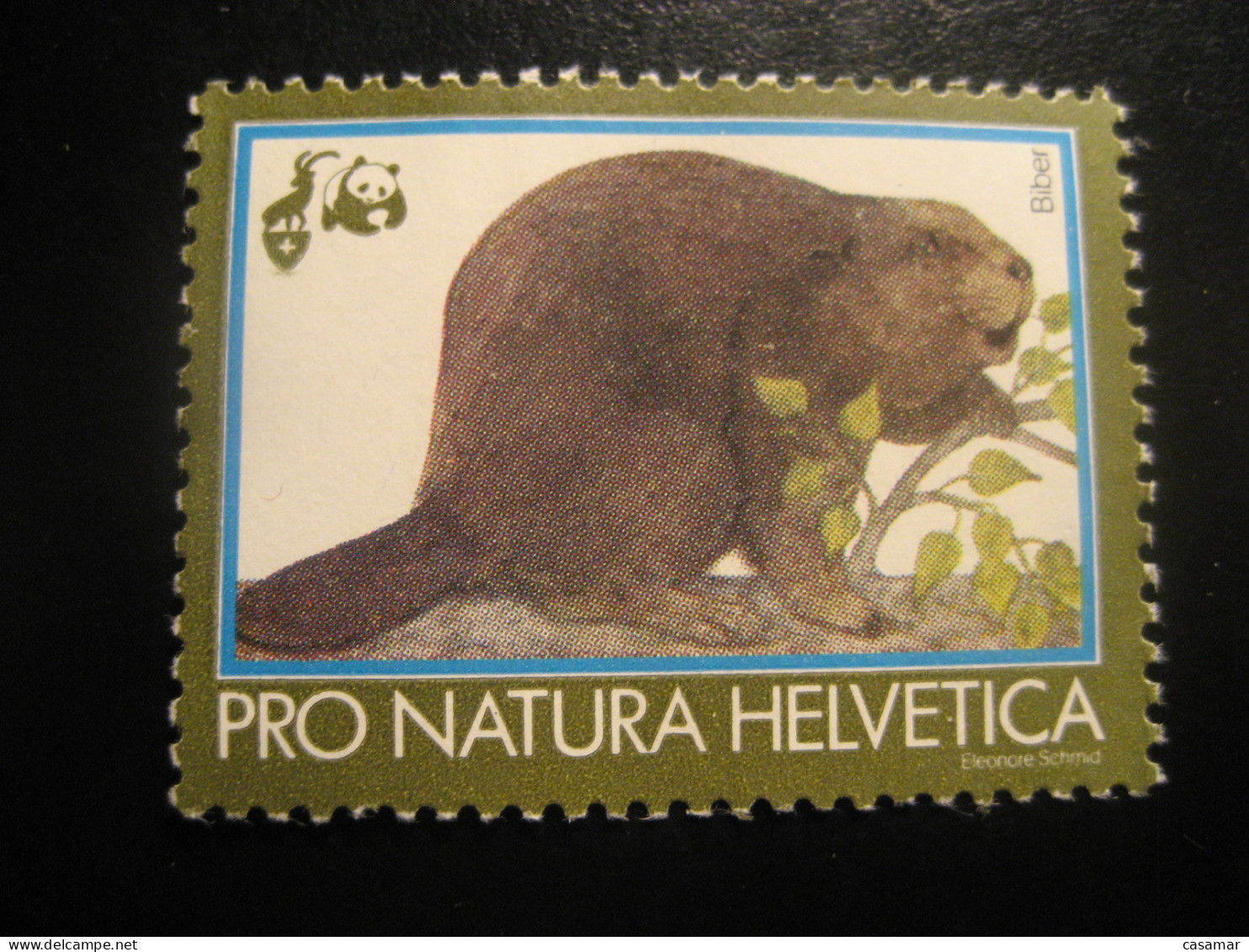 BIBER Beaver Castor Rodent WWF Panda Bear Poster Stamp Vignette SWITZERLAND Label Pro Natura Helvetica - Sonstige & Ohne Zuordnung