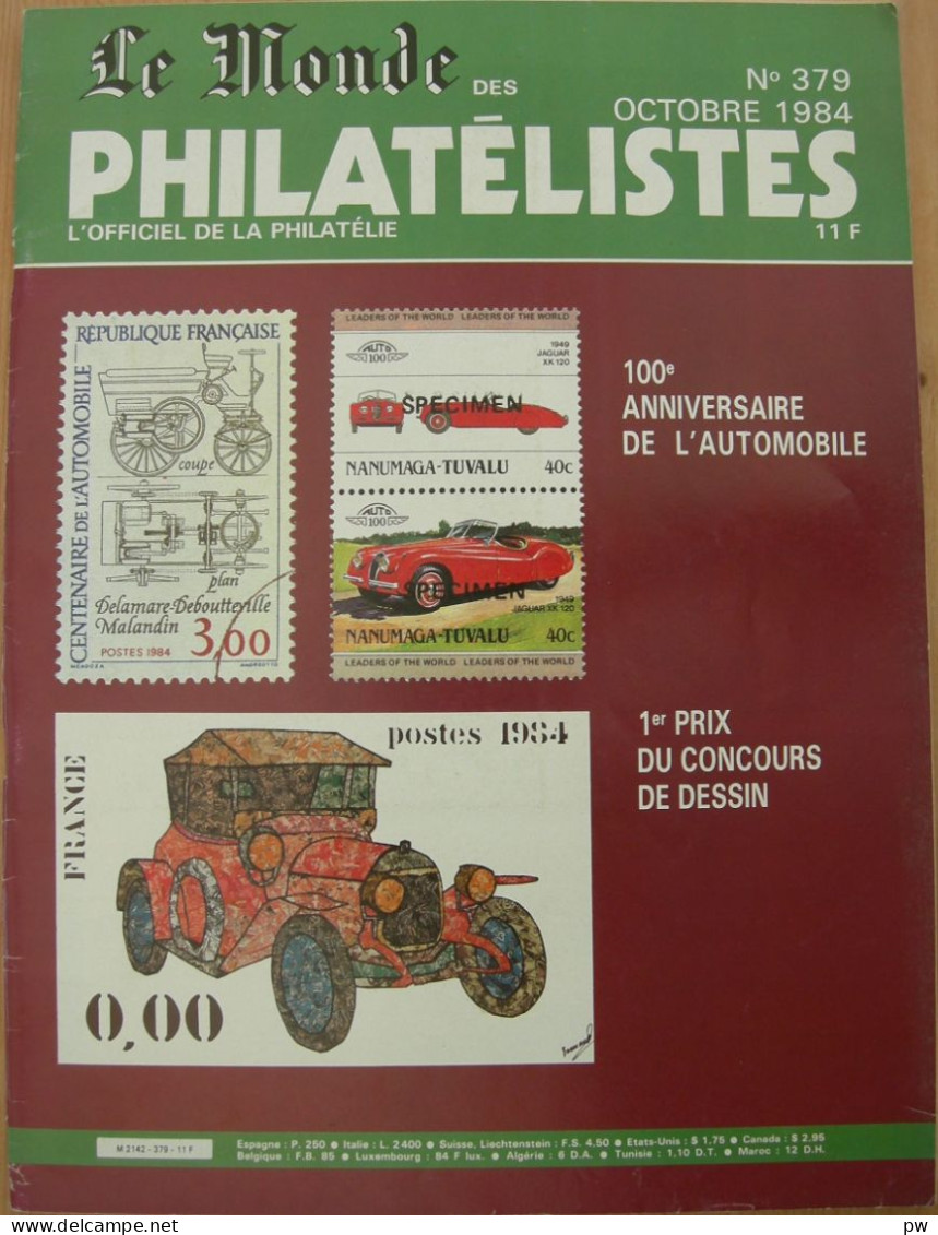 REVUE LE MONDE DES PHILATELISTES N° 379 De Octobre 1984 - Francés (desde 1941)