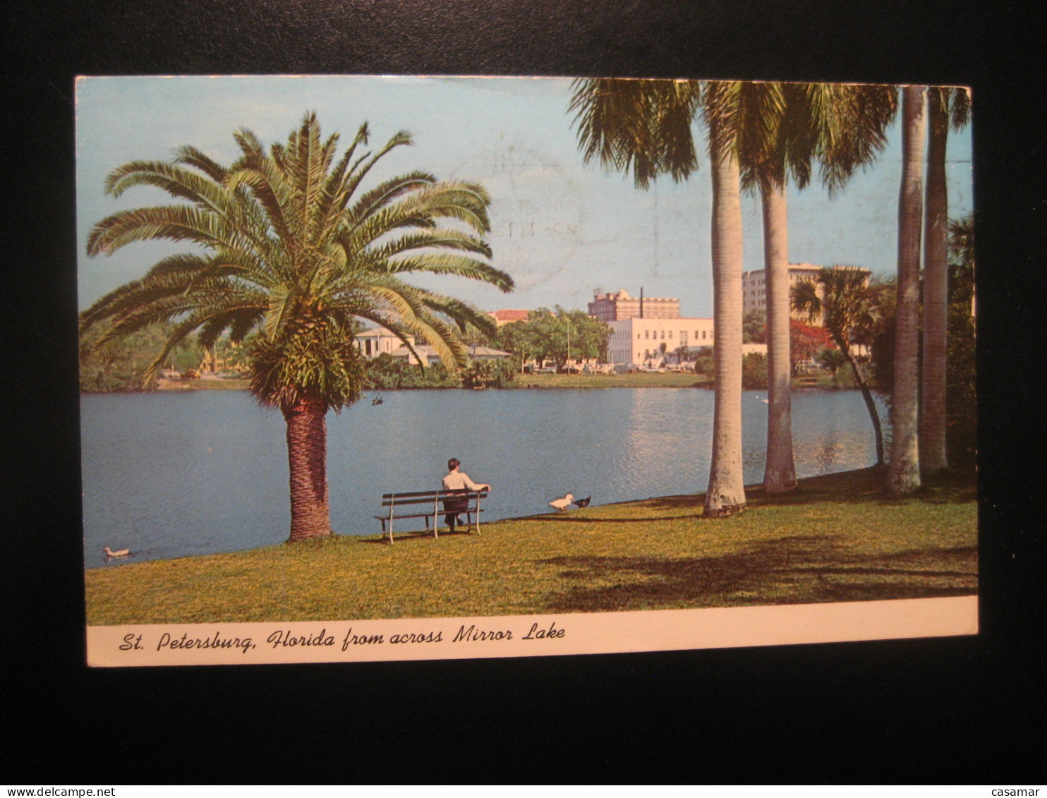 SAINT PETERSBURG Florida Mirror Lake Cancel 1968 To Sweden Postcard USA - St Petersburg