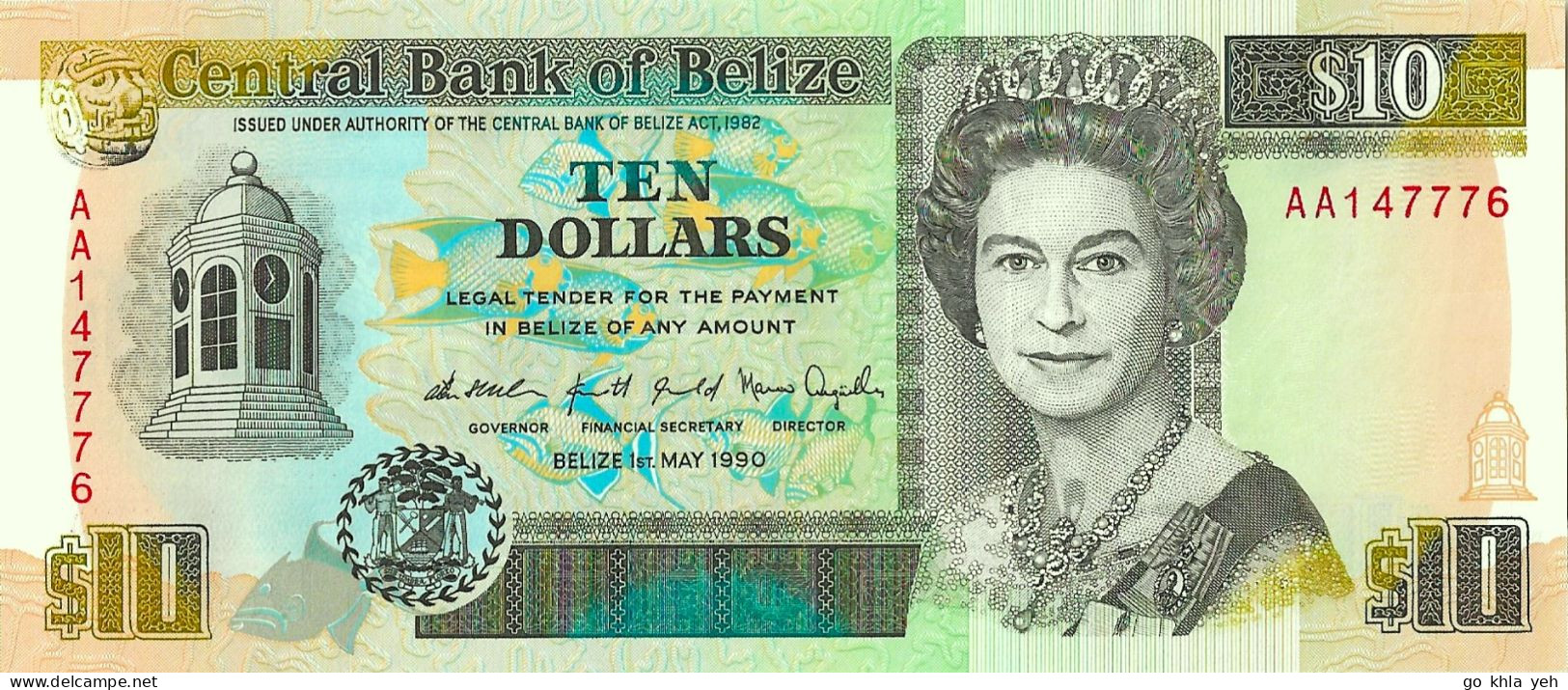 BELIZE 1990 10 Dollar - P.54a Neuf UNC - Belize