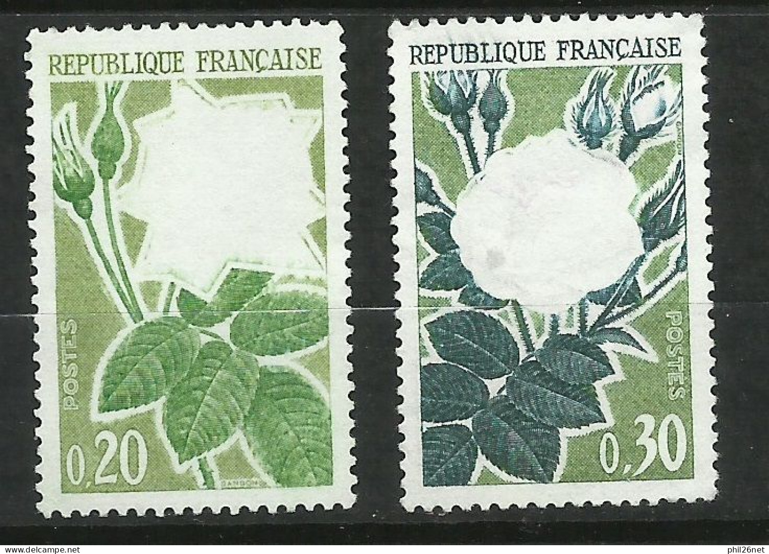 France  N° 1356 Et 1357  Roses  Le Rose Et Le Rouge Quasiment Absents      Neufs  ( *)    B/ TB  Voir Scans Soldes ! ! ! - Ungebraucht