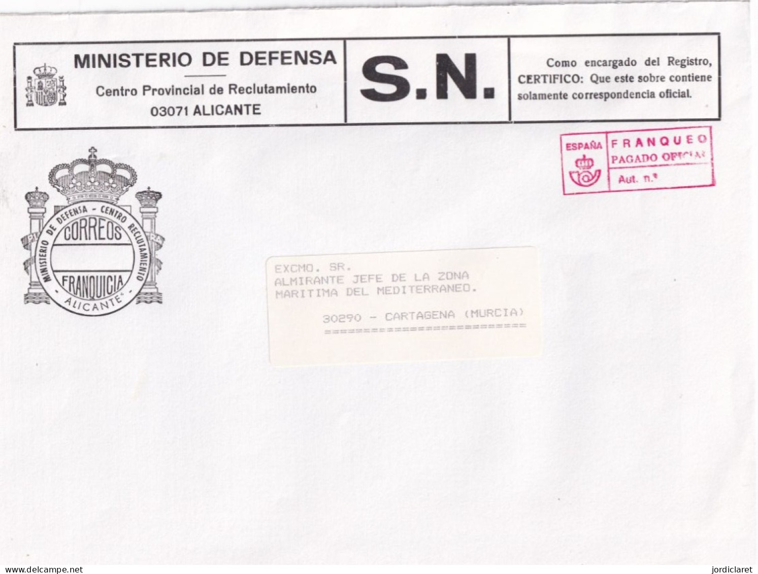 MINISTERIO DE DEFENSA  ALICANTE - Militärpostmarken