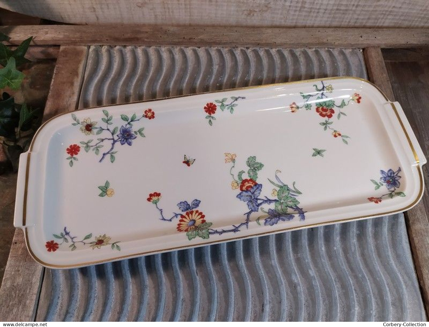 Ancien Plat à Cake Porcelaine Haviland Décor Fleurs Vintage - Other & Unclassified