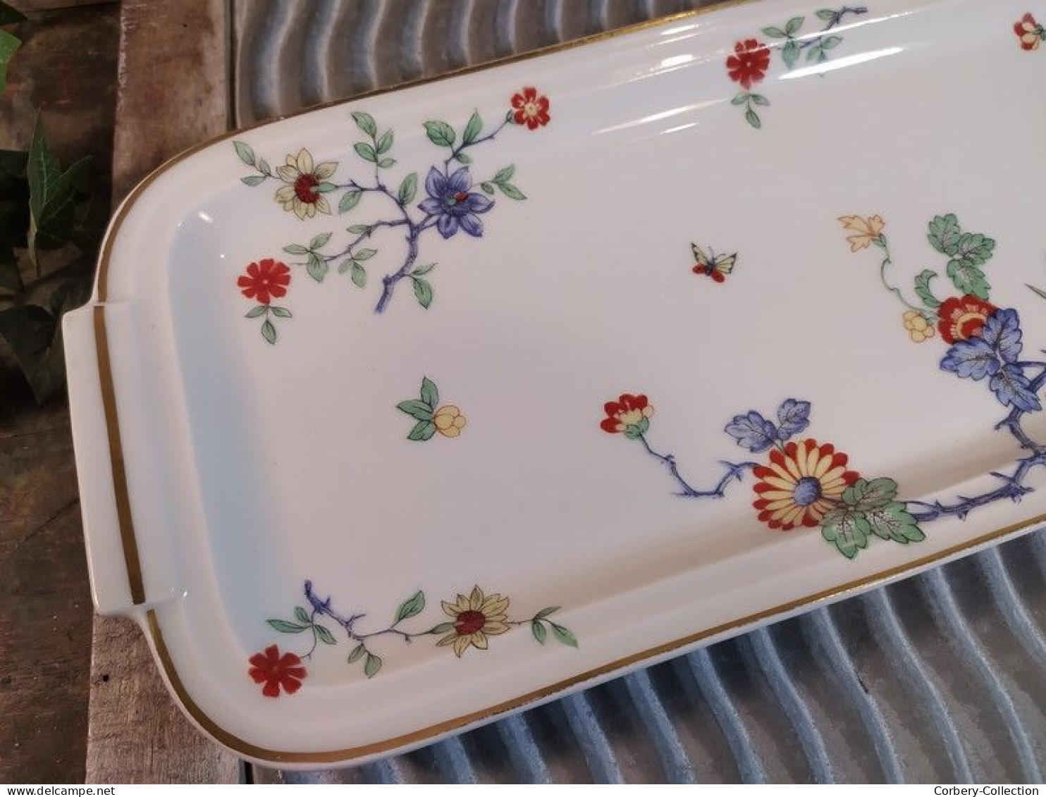 Ancien Plat à Cake Porcelaine Haviland Décor Fleurs Vintage - Sonstige & Ohne Zuordnung