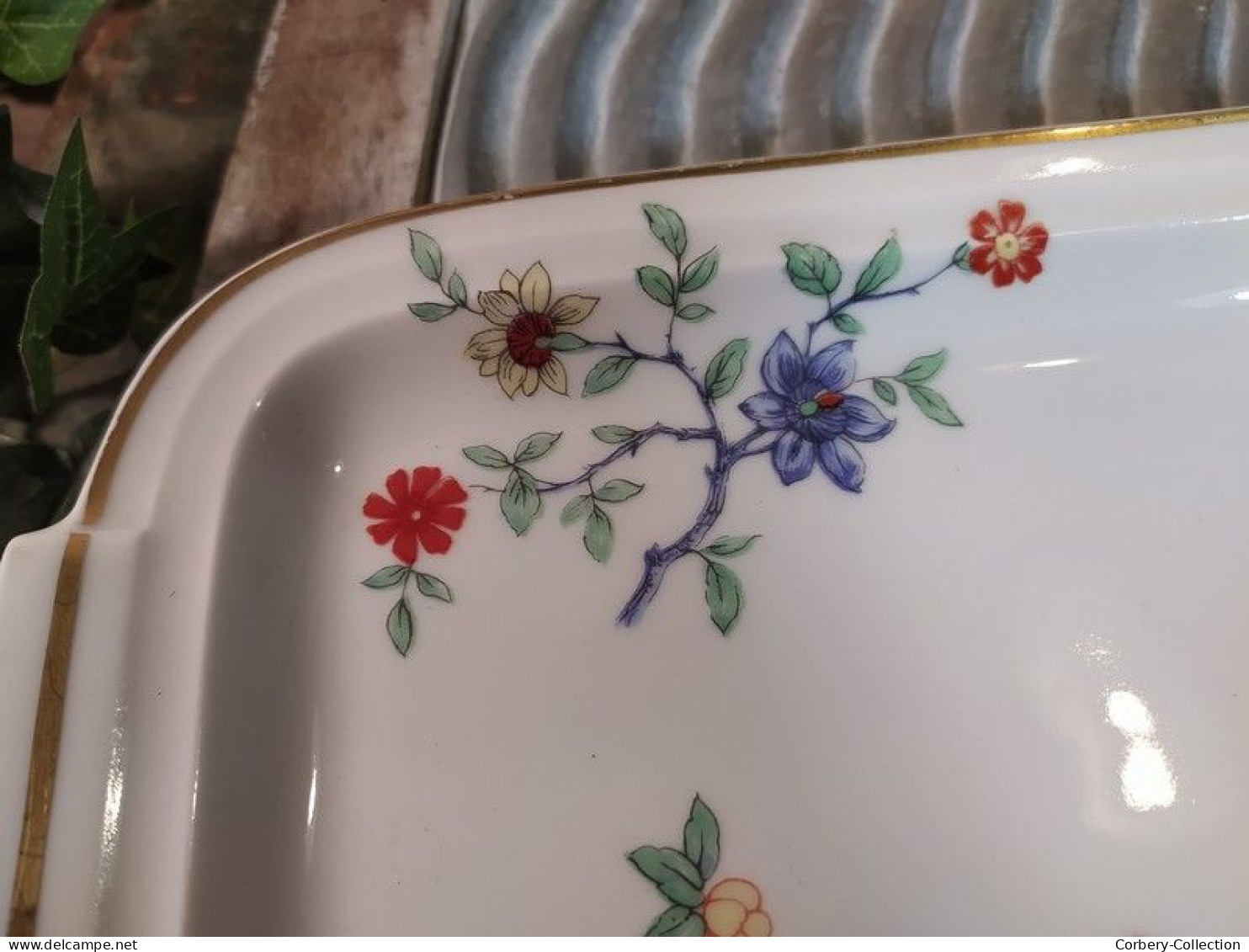 Ancien Plat à Cake Porcelaine Haviland Décor Fleurs Vintage