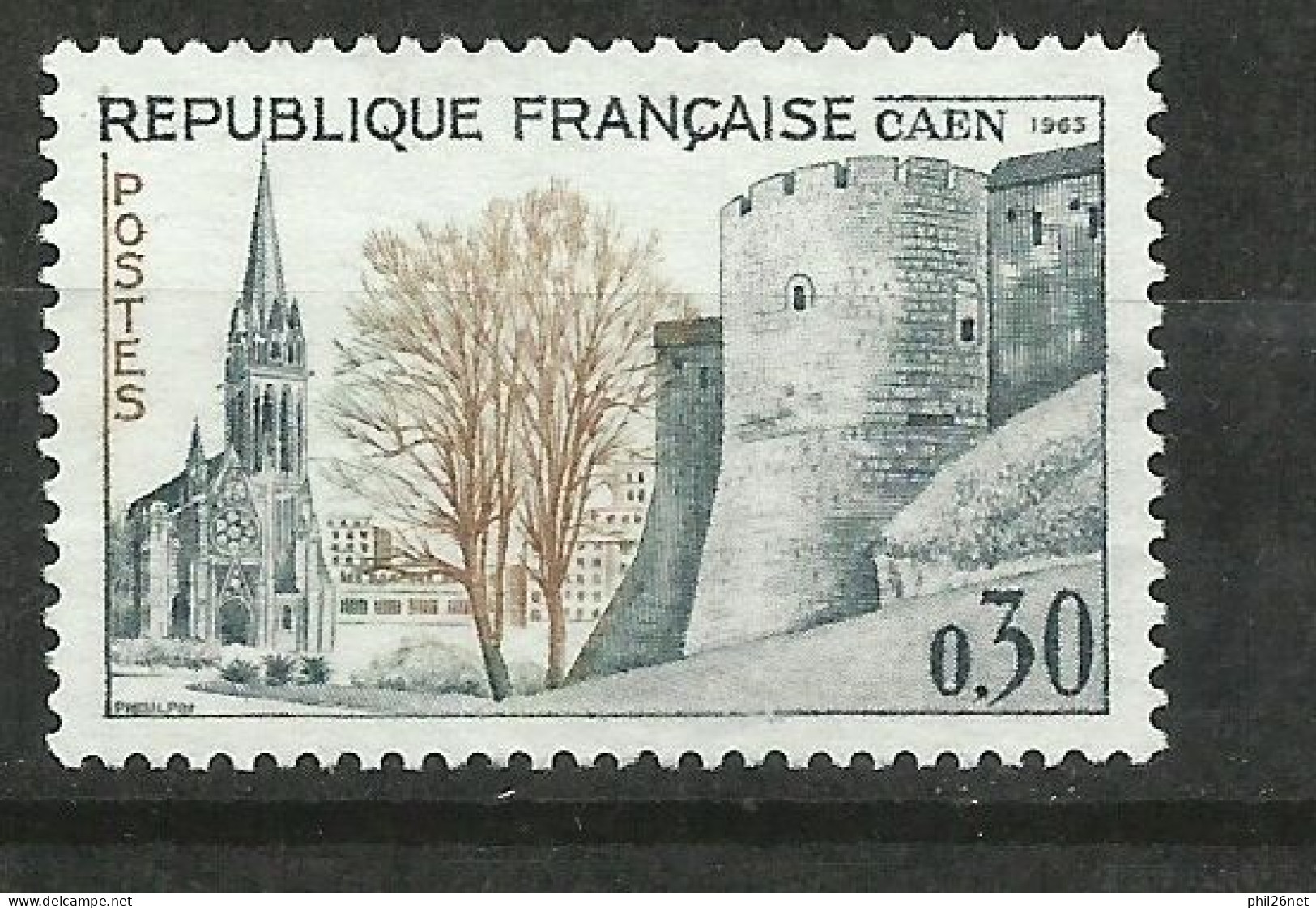 France  N° 1389   Eglise Saint Pierre Et Château De Caen    Noir  Et Ocre   Neuf  ( *)    B/ TB  Voir Scans Soldes ! ! ! - Ongebruikt