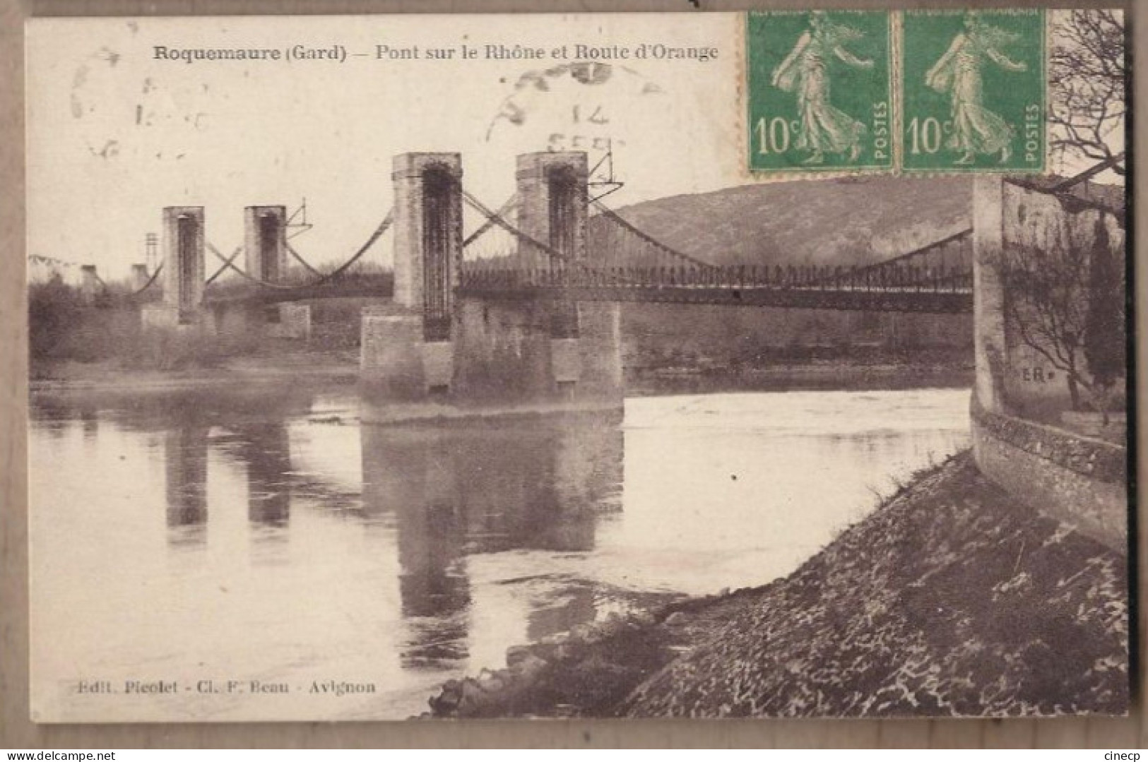 CPA 30 - ROQUEMAURE - Pont Sur Le Rhône Et Route D'Orange - TB PLAN EDIFICE FLEUVE - Roquemaure