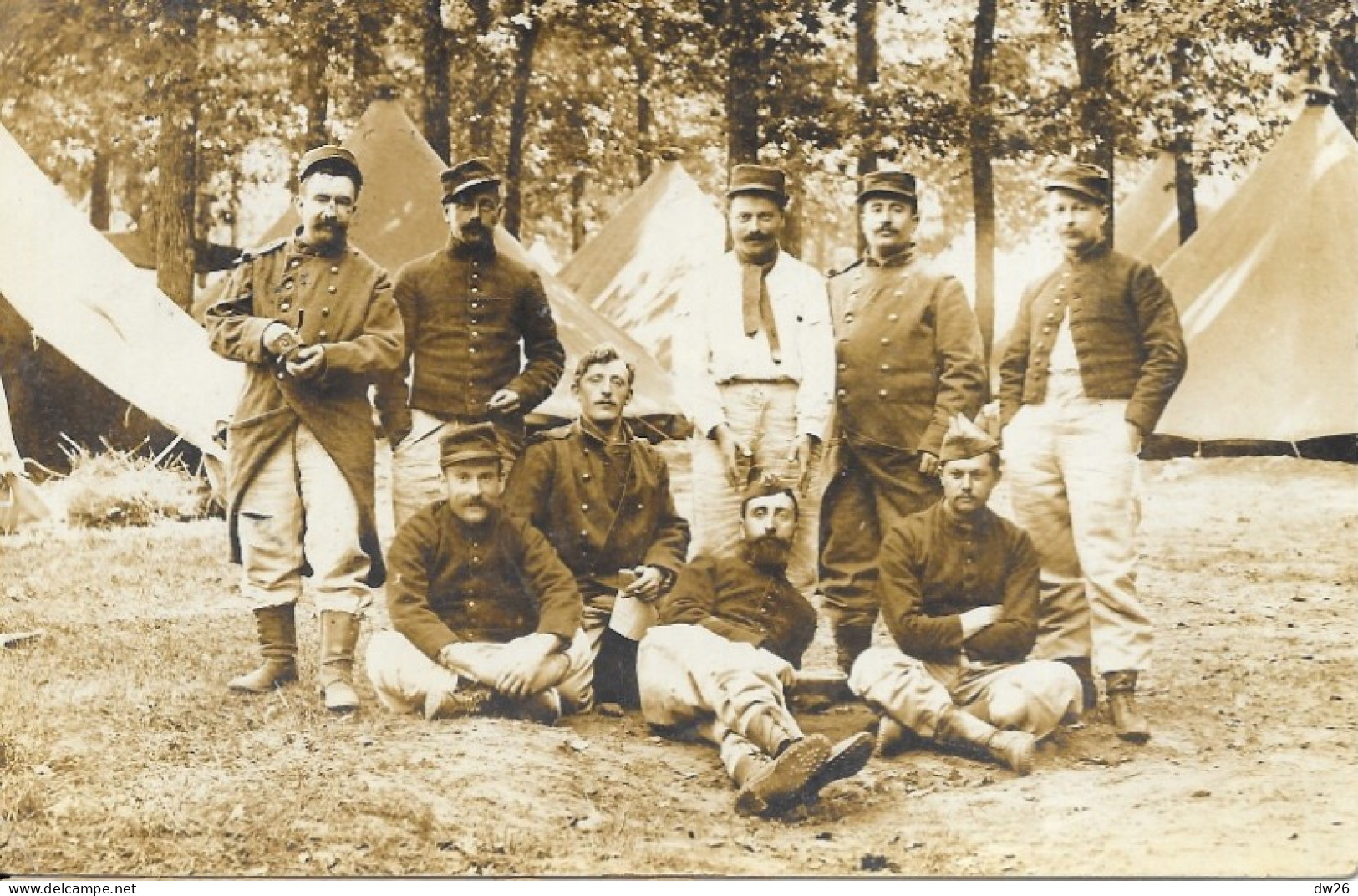 Photo De Groupe Au Camp De Fontainebleau, Près Des Tentes - Carte De 1908 - Personen