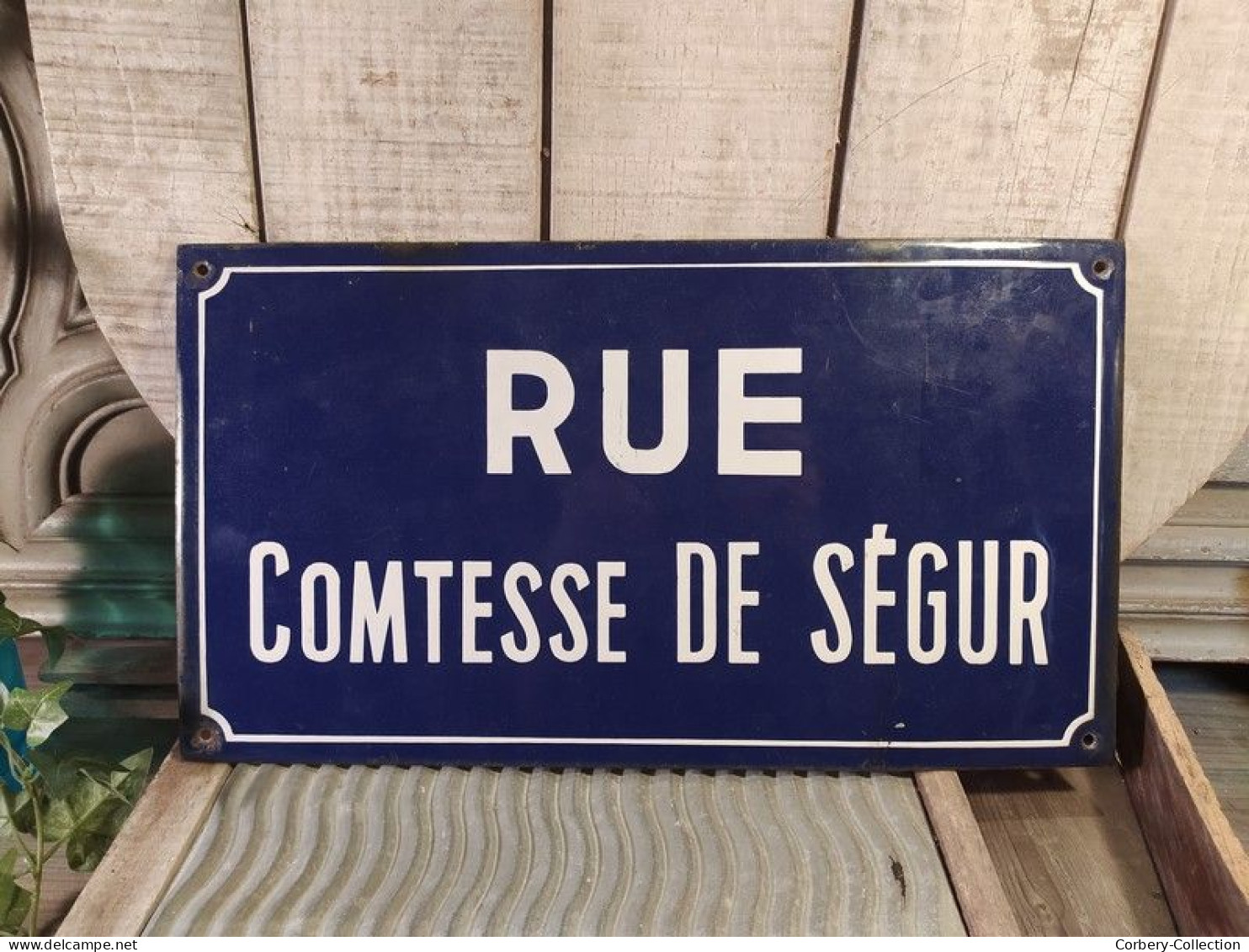 Ancienne Plaque De Rue Emaillée Comtesse De Ségur / Femme De Lettre, Ecrivaine Enamel Sign - Números De Casas