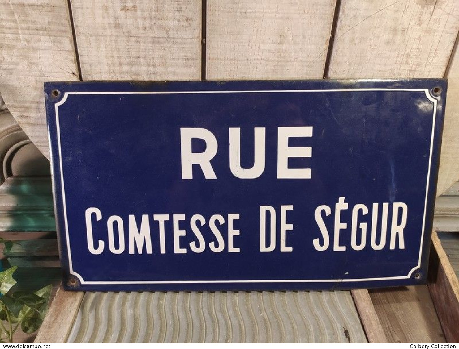 Ancienne Plaque De Rue Emaillée Comtesse De Ségur / Femme De Lettre, Ecrivaine Enamel Sign - Hausnummern