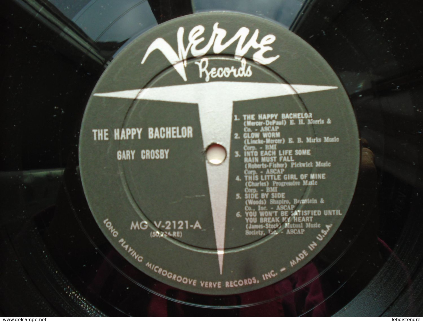 RARE 33 T LP VINYLE THE HAPPY BACHELOR GARY CROSBY MG V-2121 MADE IN USA VERVE RECORDS - Jazz