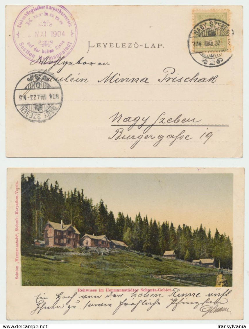 Hohe Rinne Local Post Hungary Now Romania Out-of-season May 1904 Postcard With Special Cancellation Of The Resort - Transilvania