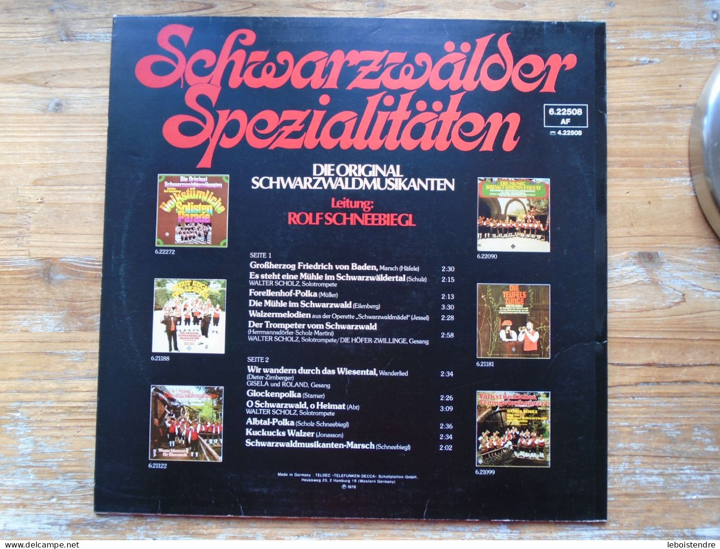 RARE 33 T LP VINYLE SCHWARZWALDER SPEZIALITATEN FORET NOIRE DIE ORIGINAL SCHWARZWALD-MUSIKANTEN 6.22508 ROLF SCHNEEBIEGL - Altri - Musica Tedesca