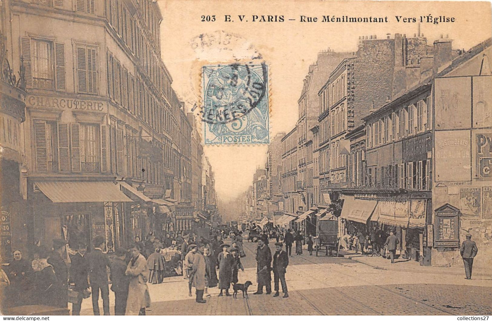 PARIS-75020- RUE MENILMONTANT VERS L'EGLISE - Arrondissement: 20