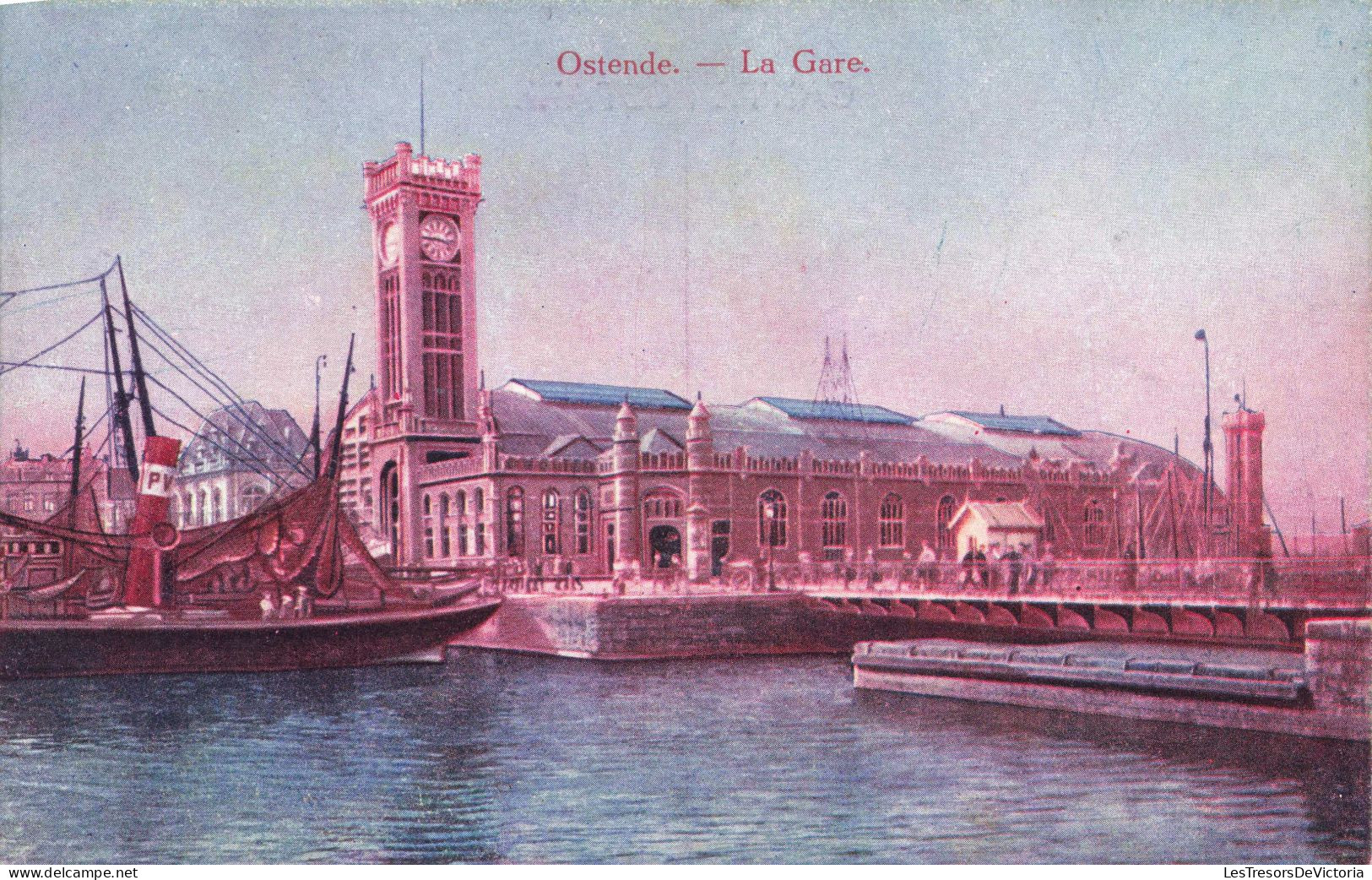 BELGIQUE - Ostende - La Gare - Colorisé - Carte Postale Ancienne - Oostende