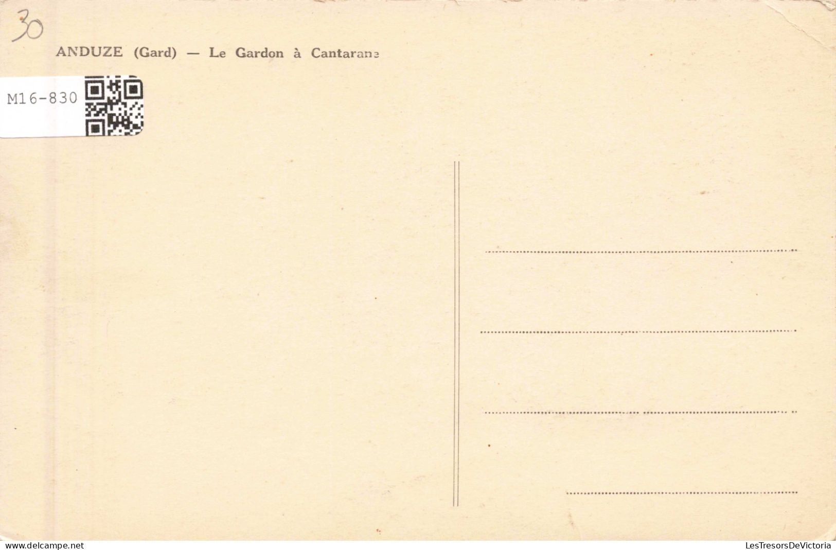 FRANCE - Anduze (Gard) - Le Gardon à Cantaran  - Carte Postale Ancienne - Anduze