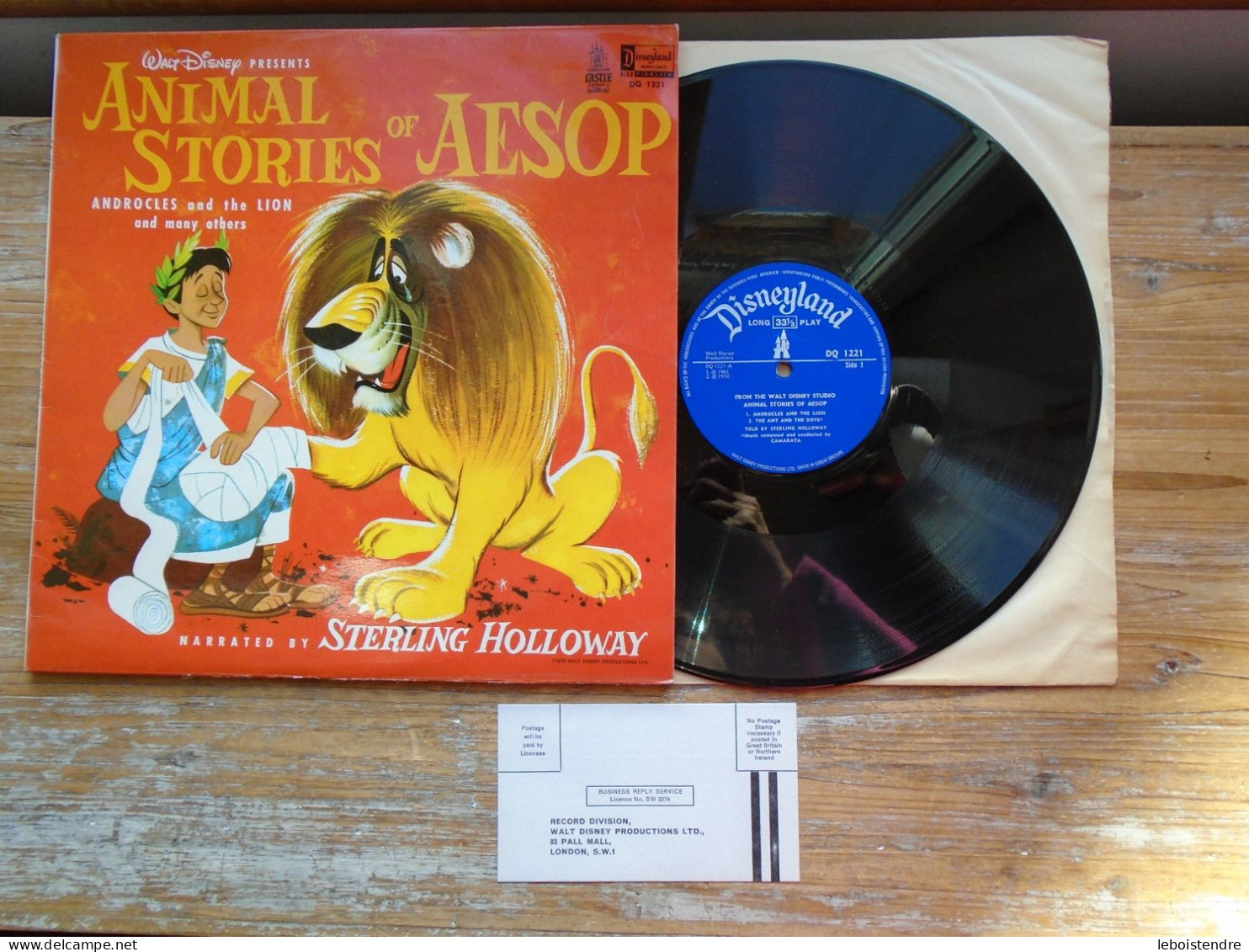 33 T LP VINYLE WALT DISNEY PRESENTS ANIMAL STORIES OF AESOP  DQ 1221 DISNEYLAND MADE IN GREAT BRITAIN CARTE ENQUETE - Kinderlieder