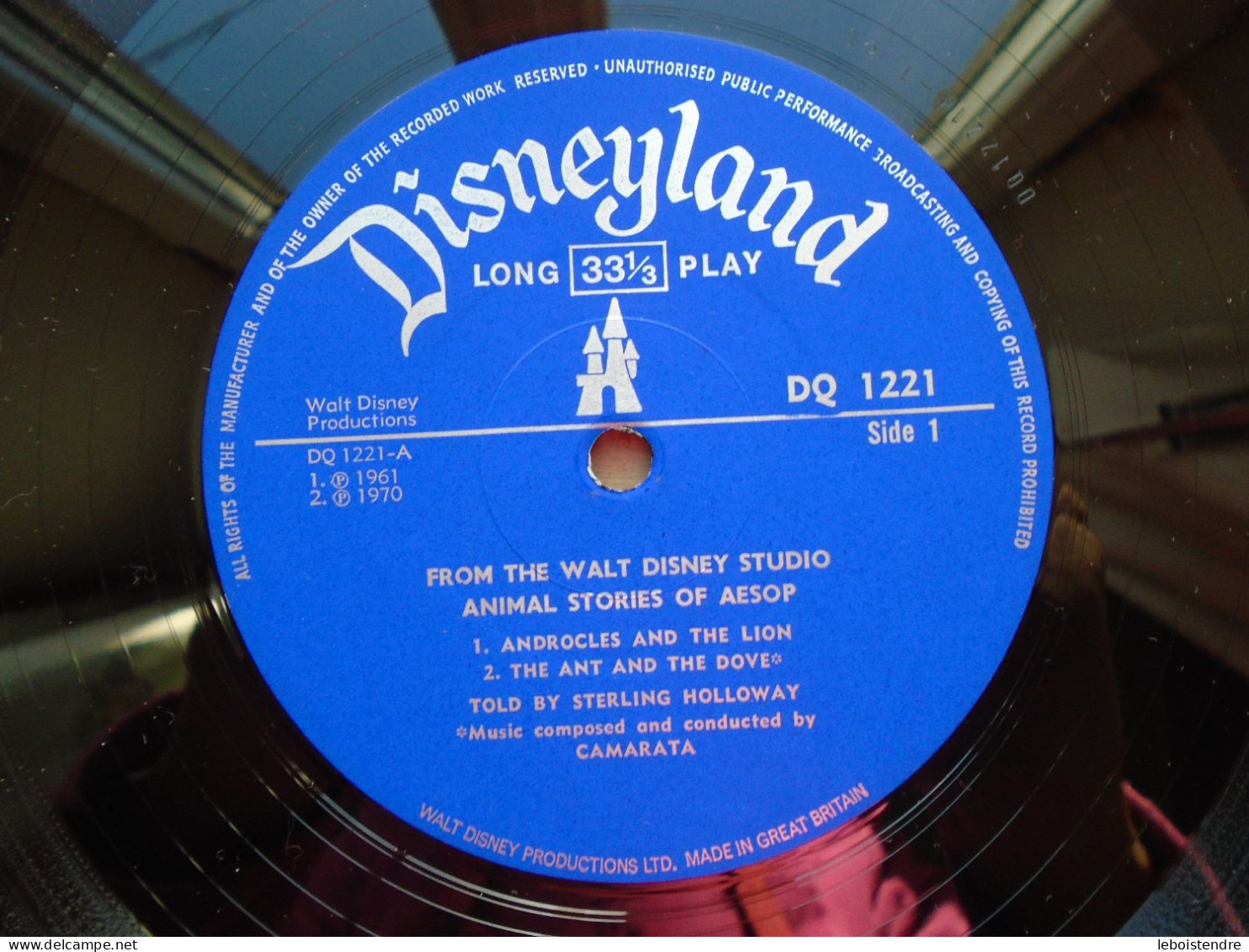 33 T LP VINYLE WALT DISNEY PRESENTS ANIMAL STORIES OF AESOP  DQ 1221 DISNEYLAND MADE IN GREAT BRITAIN CARTE ENQUETE - Children