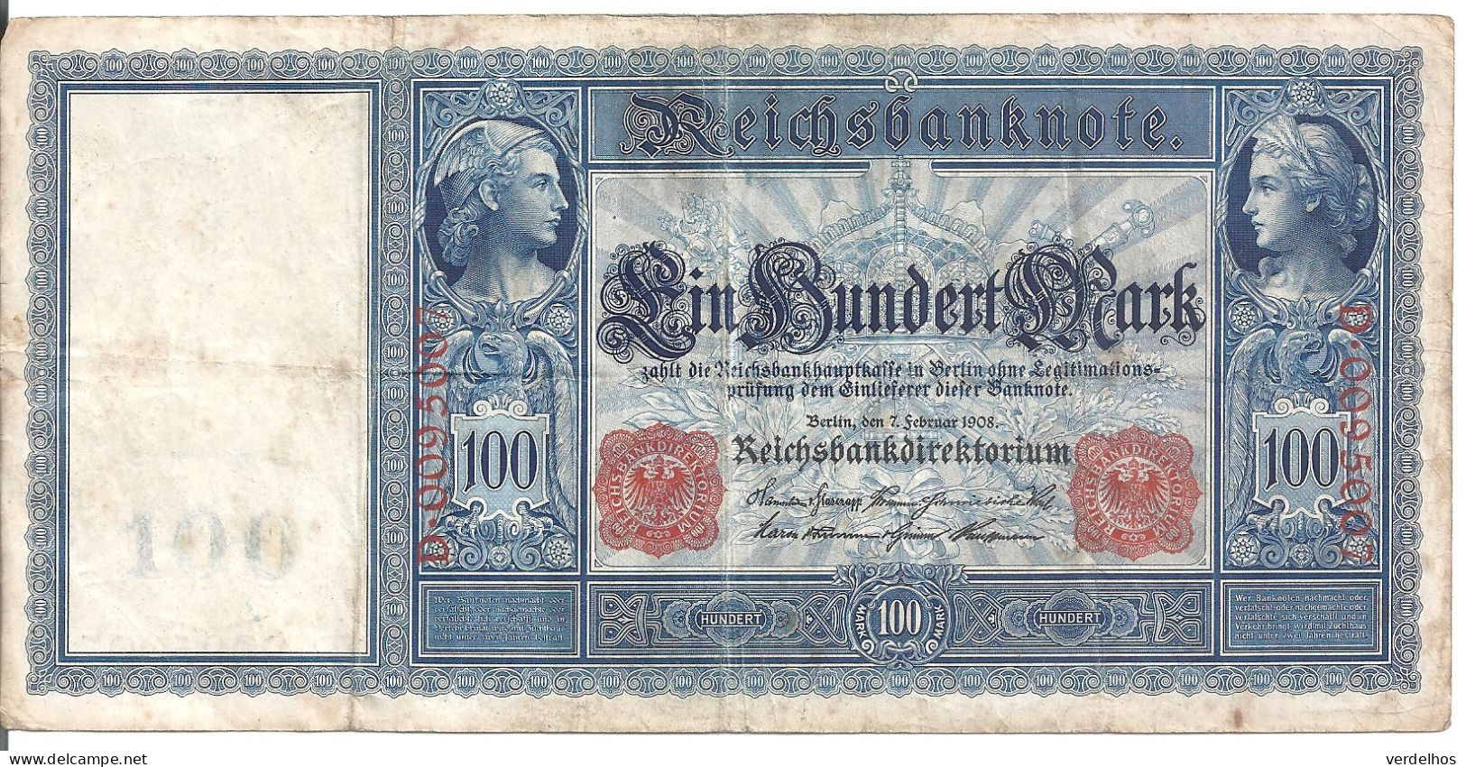 ALLEMAGNE 100 MARK 1908 VF P 35 - 100 Mark