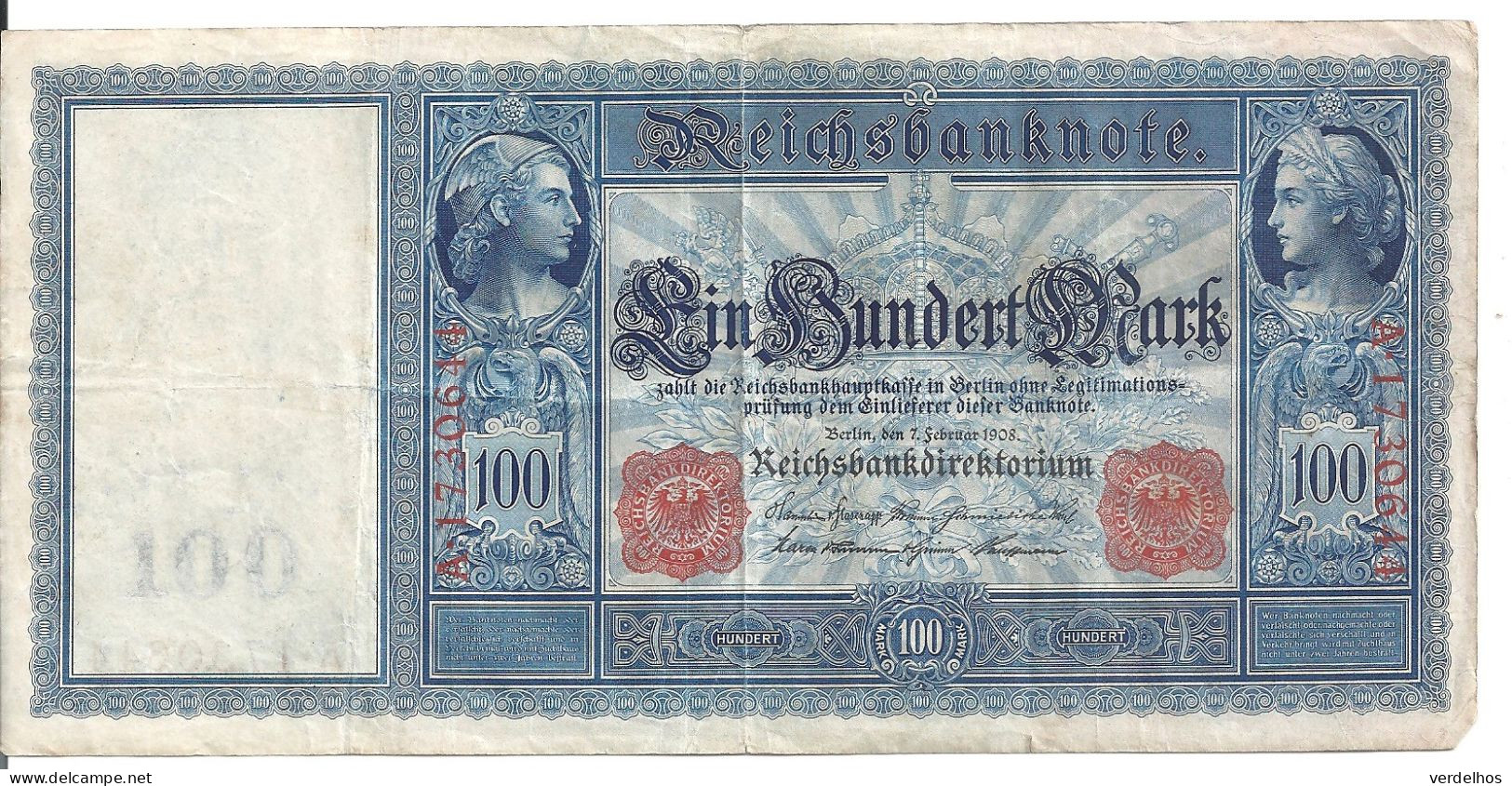 ALLEMAGNE 100 MARK 1908 VF P 35 - 100 Mark