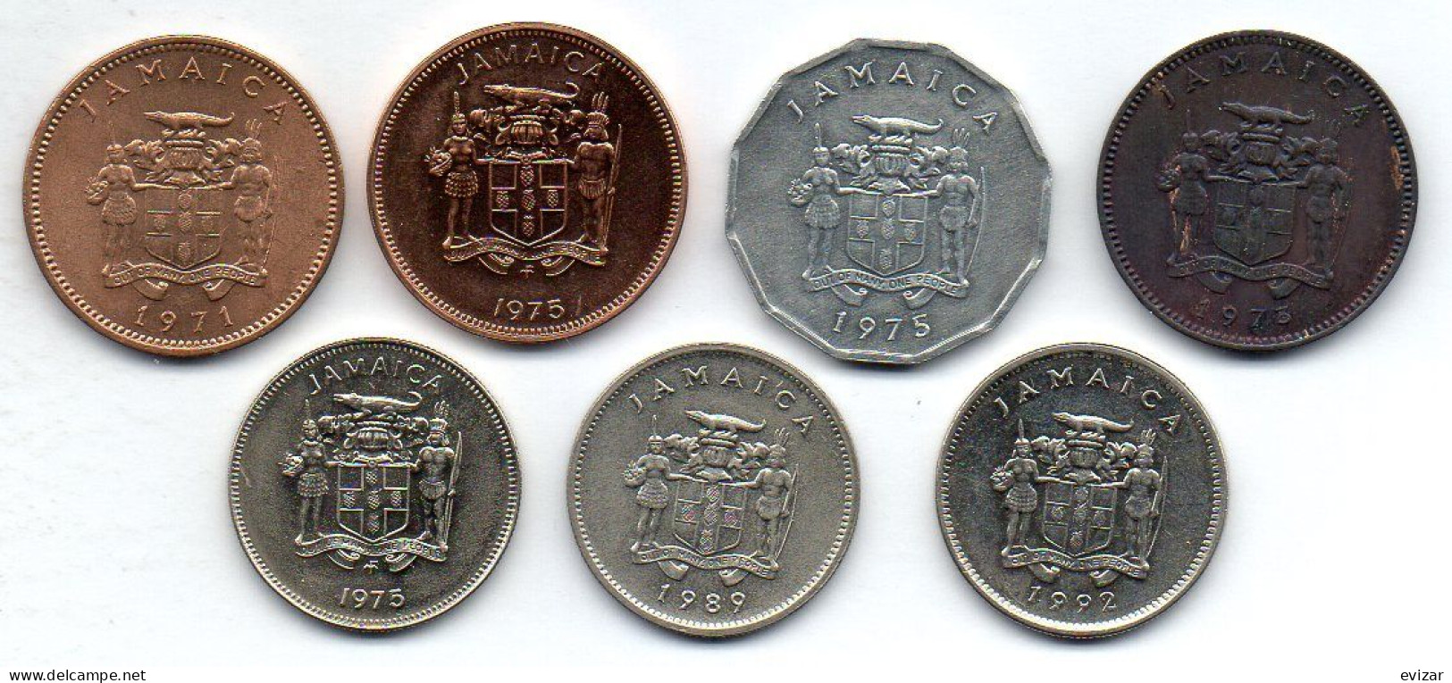 JAMAICA, Set Of Seven Coins 1, 5 Cents, Bronze, Aluminum, Copper-Nickel, Year 1971-92, KM # 45, 51, 64, 53, 46, 46a - Jamaica