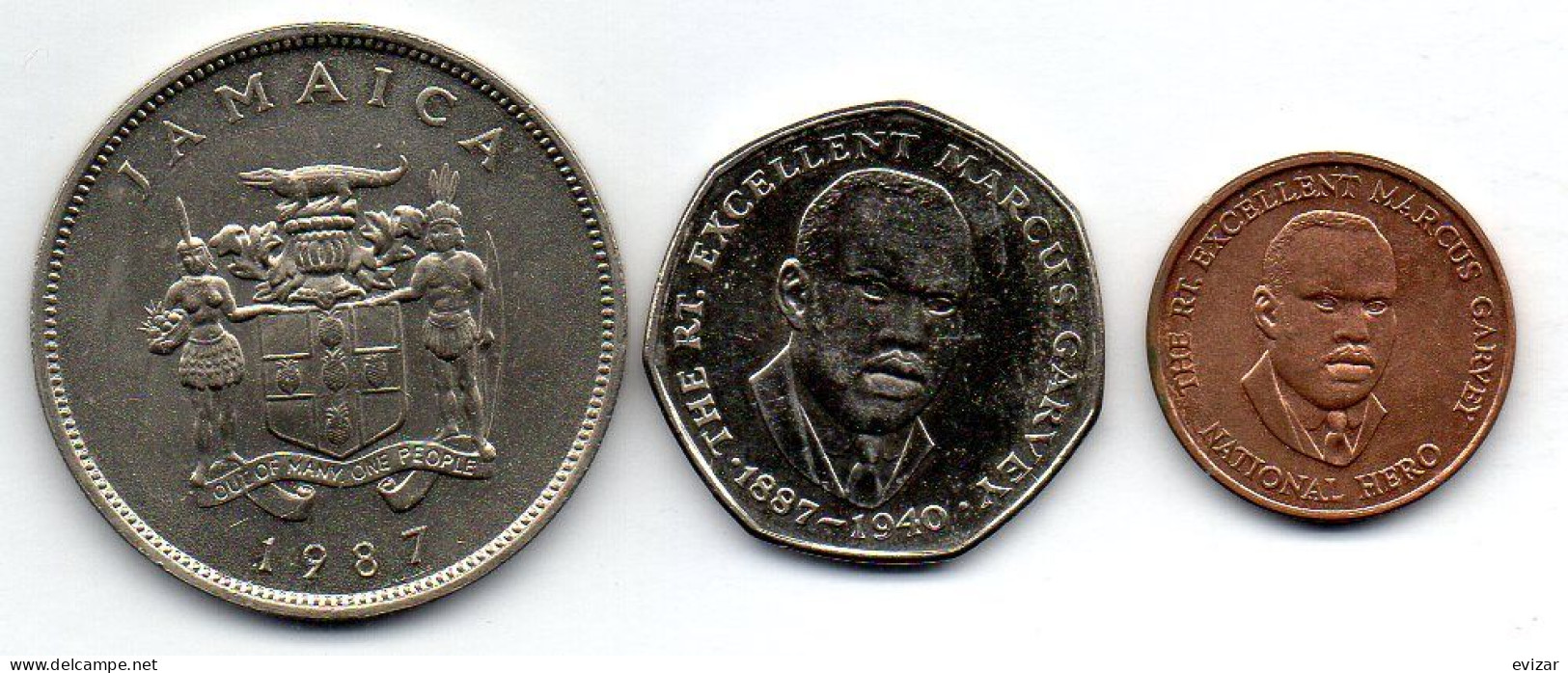 JAMAICA, Set Of Three Coins 25 Cents, Copper-Nickel, Copper, Year 1987-95, KM # 49, 147, 167 - Jamaique