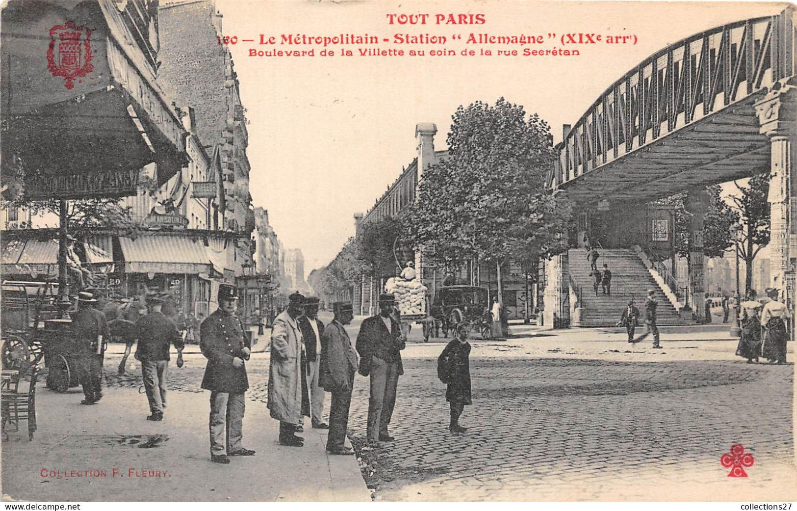 PARIS-75019- TOUT PARIS- LE METROPOLITAIN - STATION " ALLEMAGNE" BOULEVARD DE LA VILLETTE AU COIN DE LA RUE SECRETAN - Arrondissement: 19