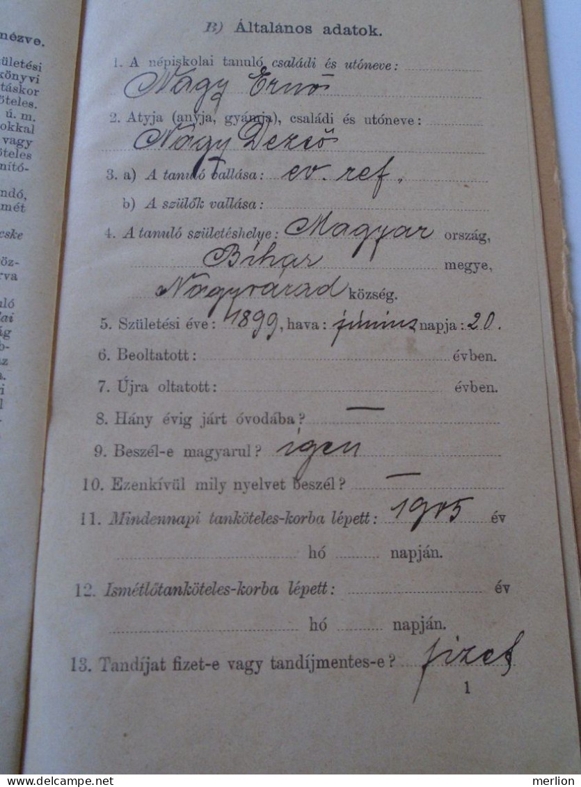 ZA456.5  Hungary   Romania    Nagy  Ernő   Élesd Alesd - Világos Siria  Arad Népiskolai Könyv 1905-1909 - Diplômes & Bulletins Scolaires